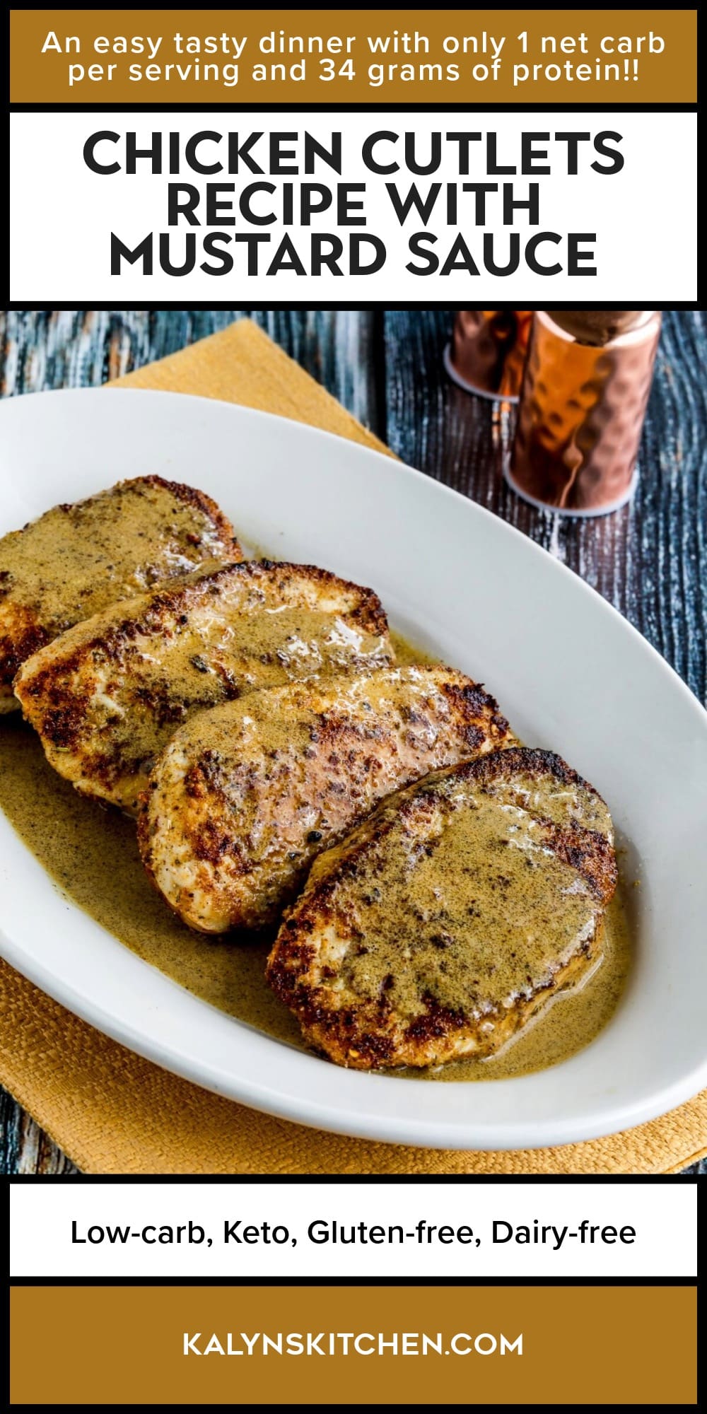 Pinterest image of Chicken Cutlets Recipe with Mustard Sauce