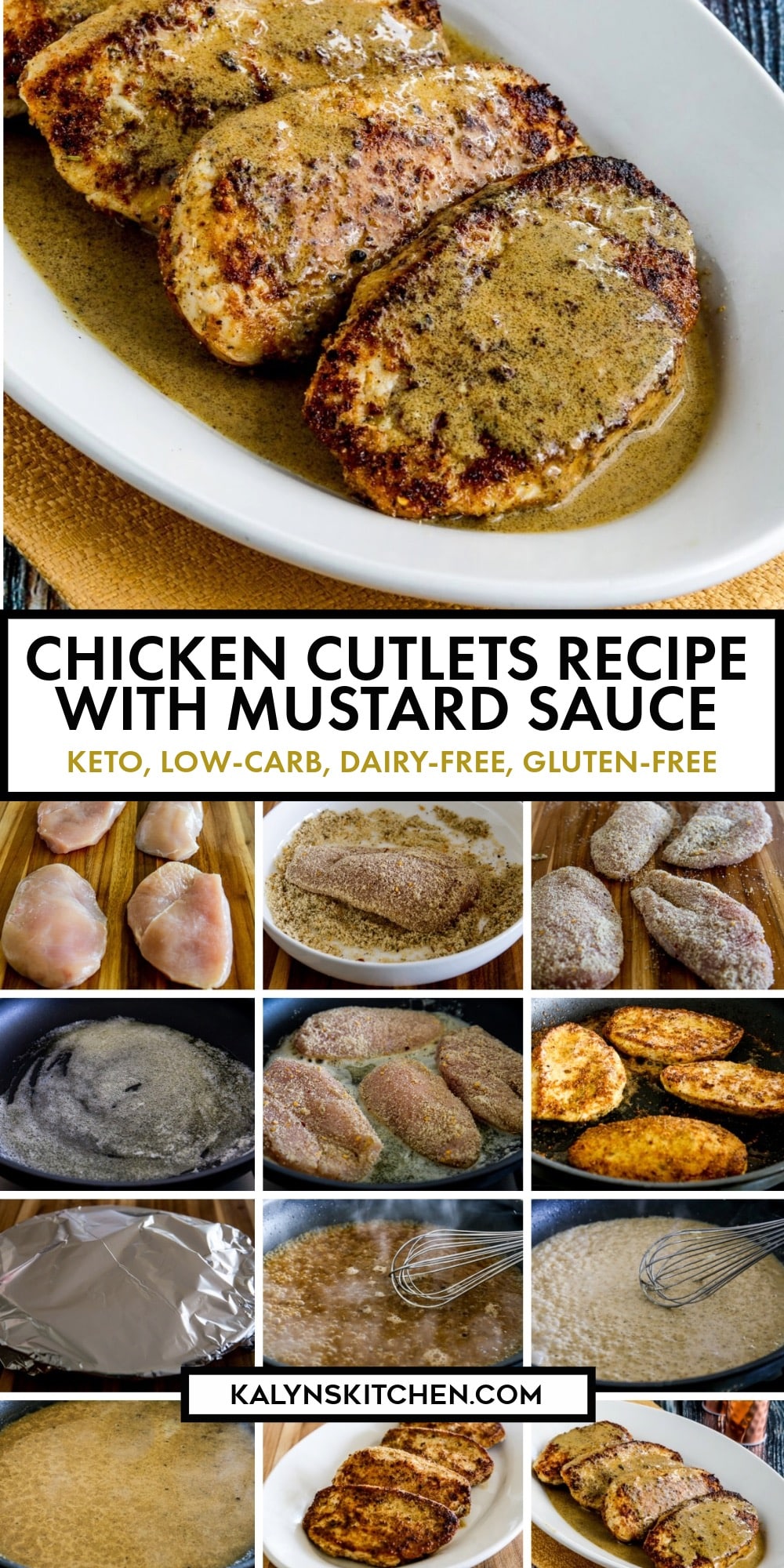 Pinterest image of Chicken Cutlets Recipe with Mustard Sauce