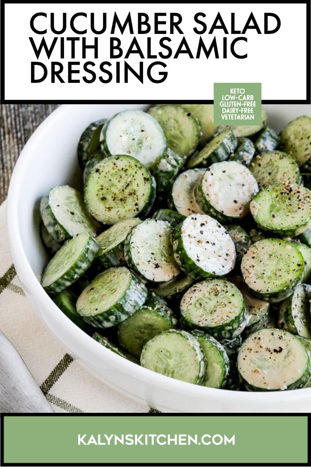 Pinterest image of Cucumber Salad with Balsamic Dressing