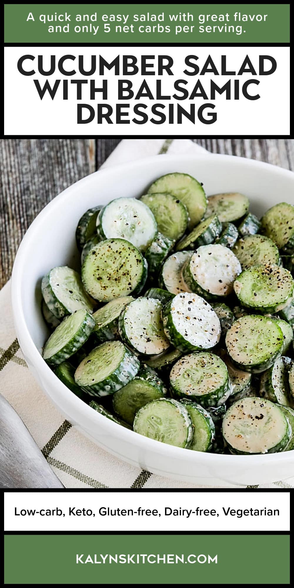 Pinterest image of Cucumber Salad with Balsamic Dressing