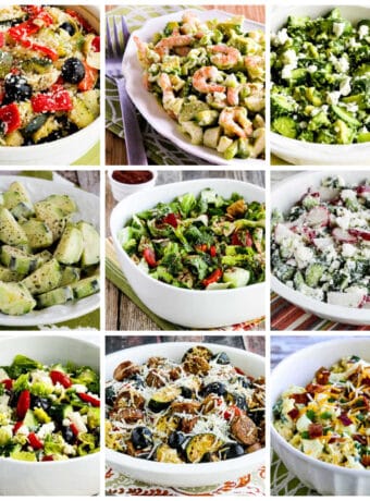 Favorite Keto Summer Salads collage photo showing featured recipes.