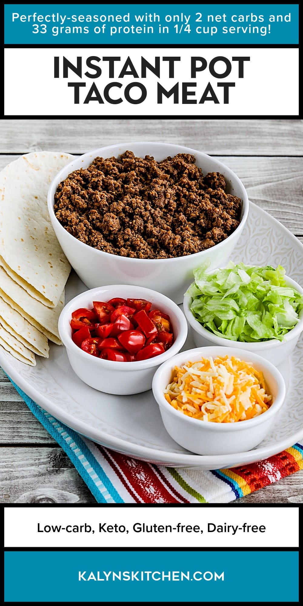 Pinterest image of Instant Pot Taco Meat