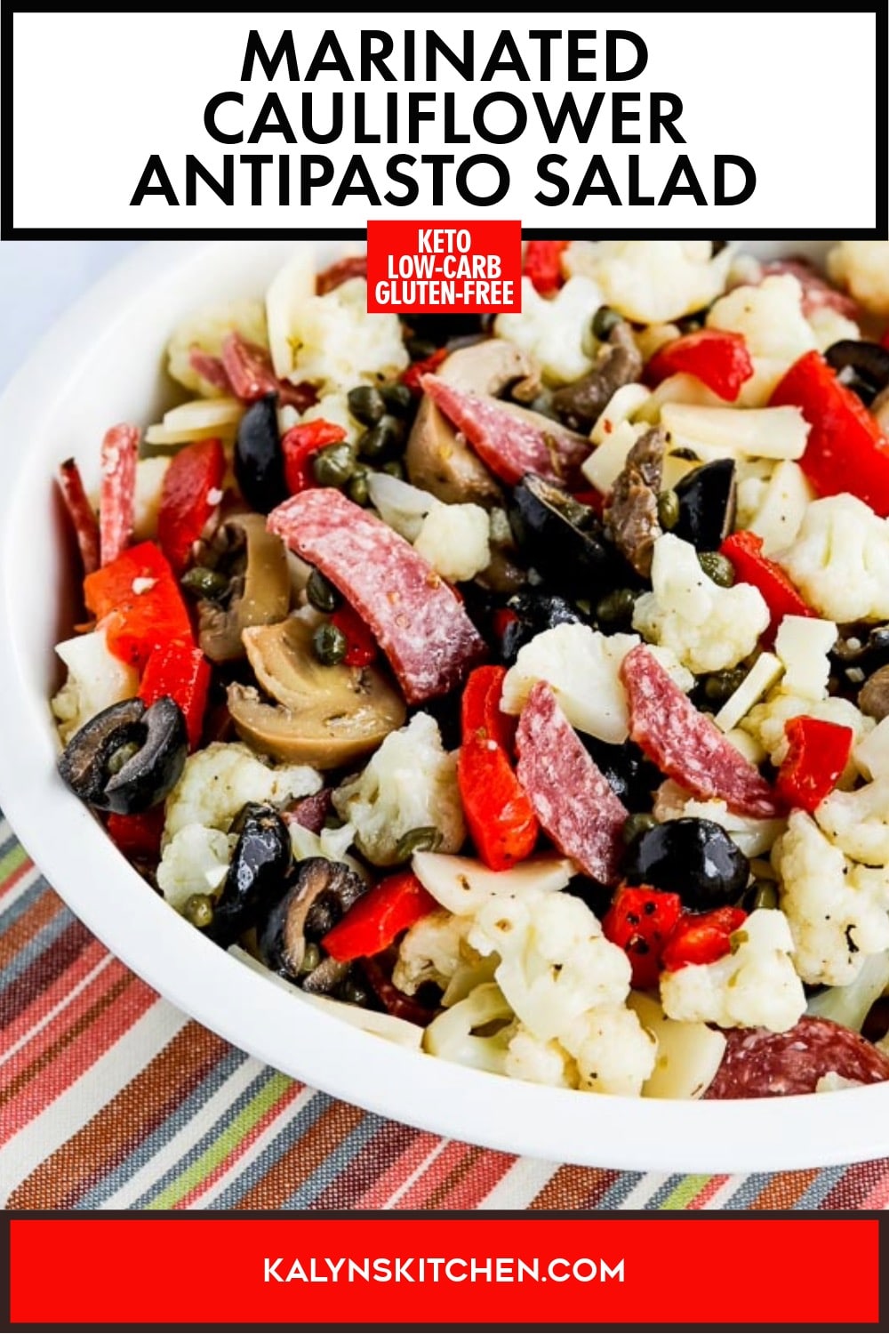 Pinterest image of Marinated Cauliflower Antipasto Salad