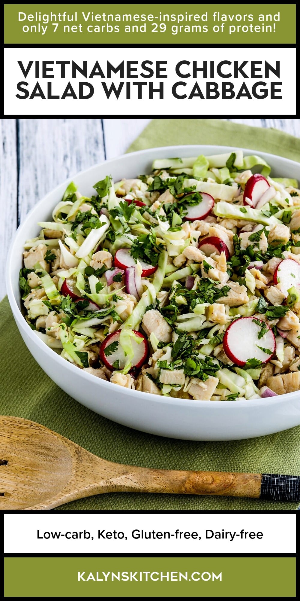 Pinterest image of Vietnamese Chicken Salad with Cabbage