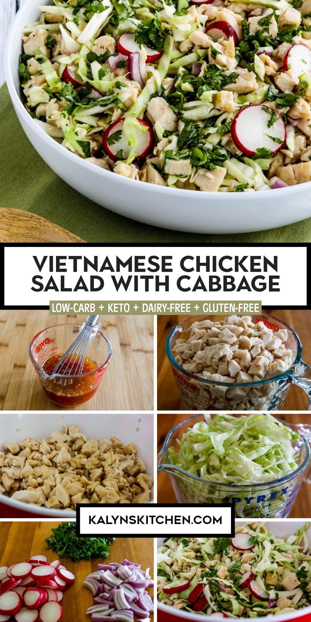 Pinterest image of Vietnamese Chicken Salad with Cabbage