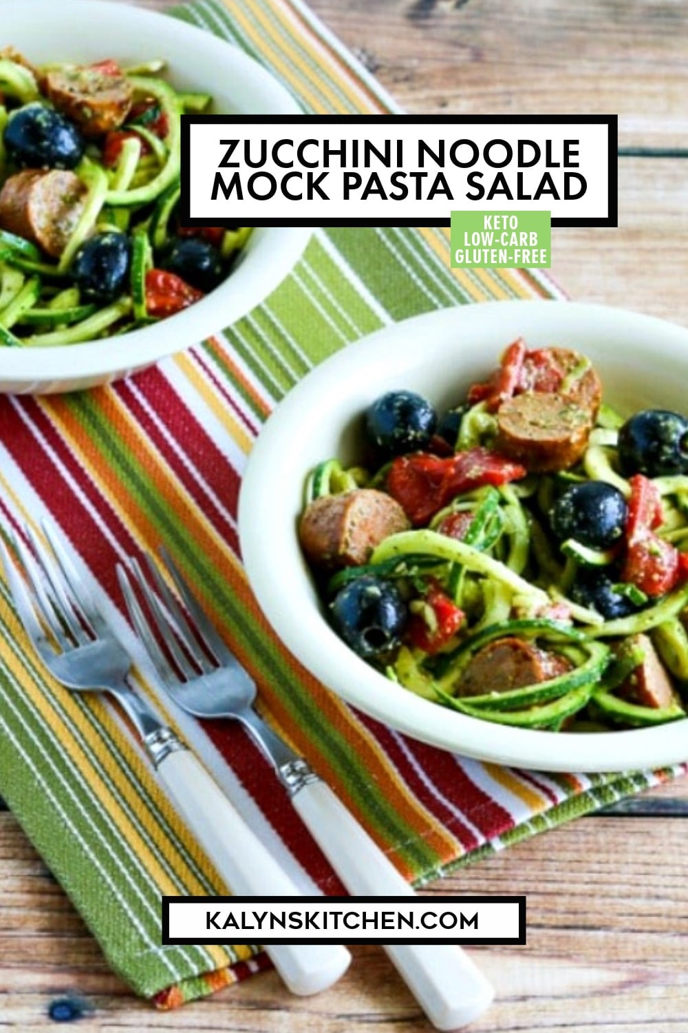 Pinterest image of Zucchini Noodle Mock Pasta Salad