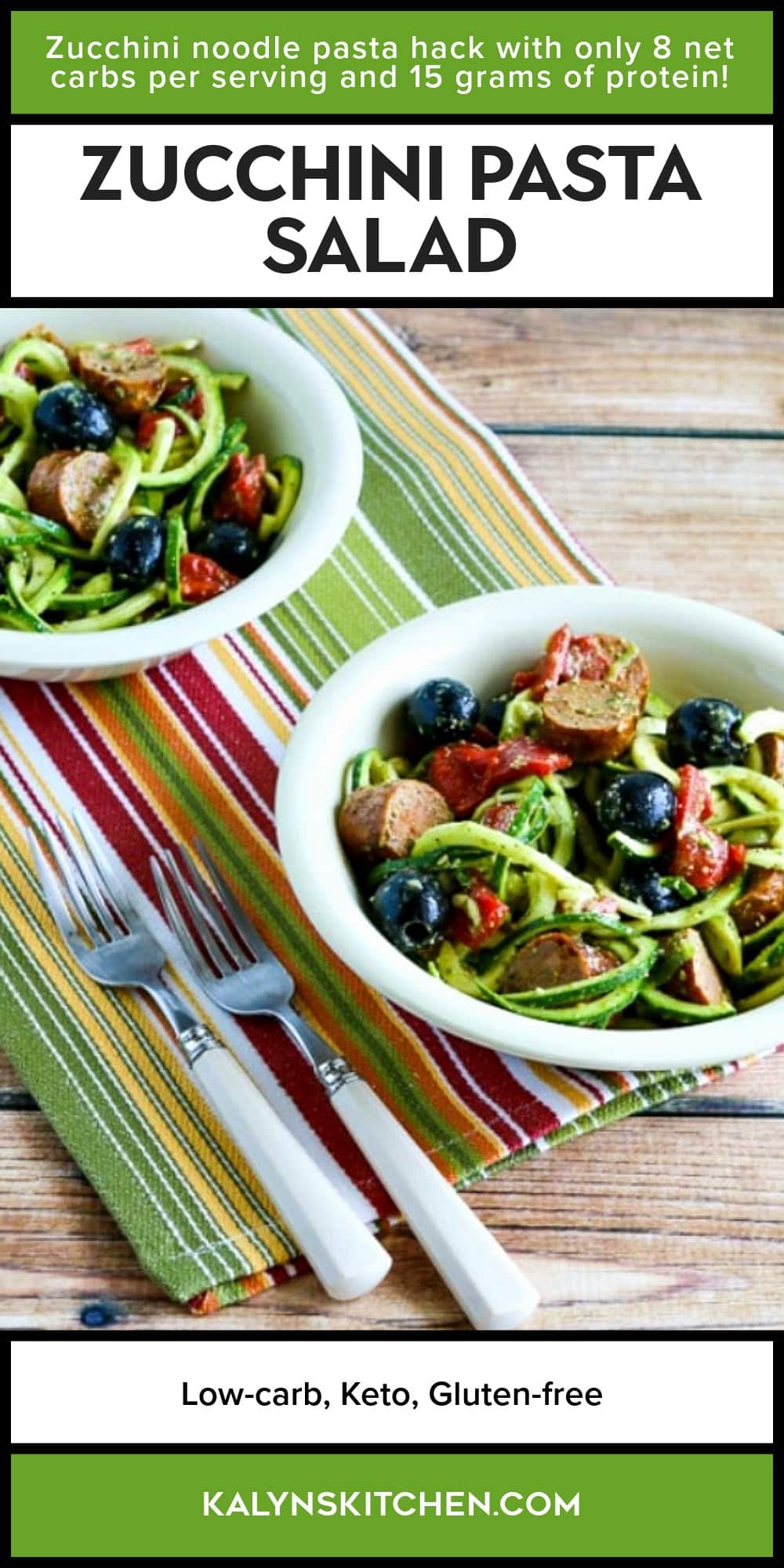 Pinterest image of Zucchini Pasta Salad