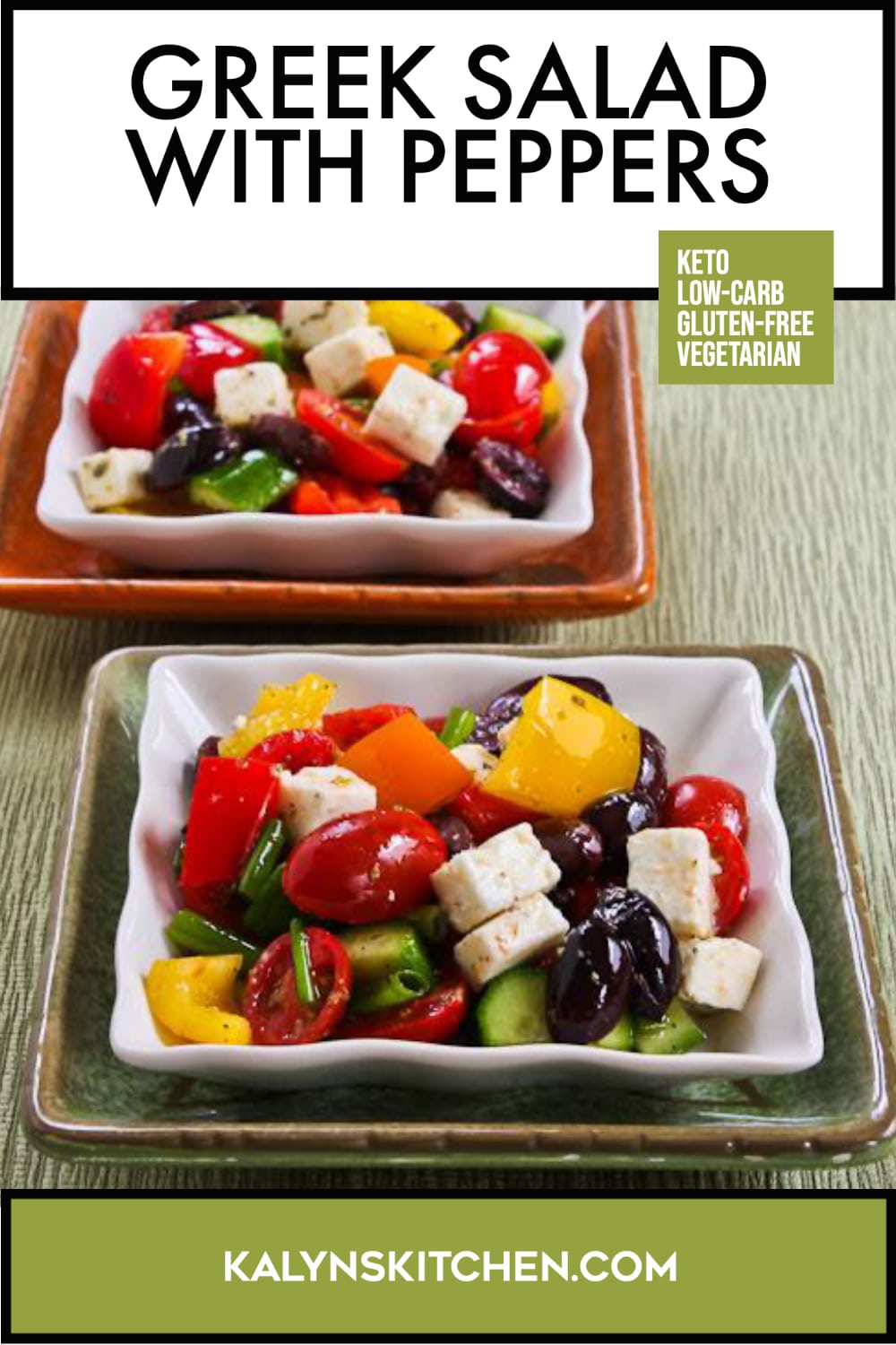 Pinterest image of Greek Salad with Peppers