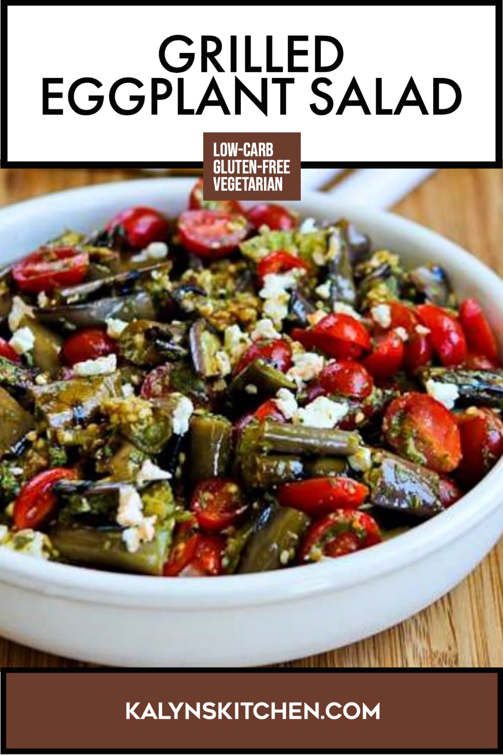 Pinterest image of Grilled Eggplant Salad