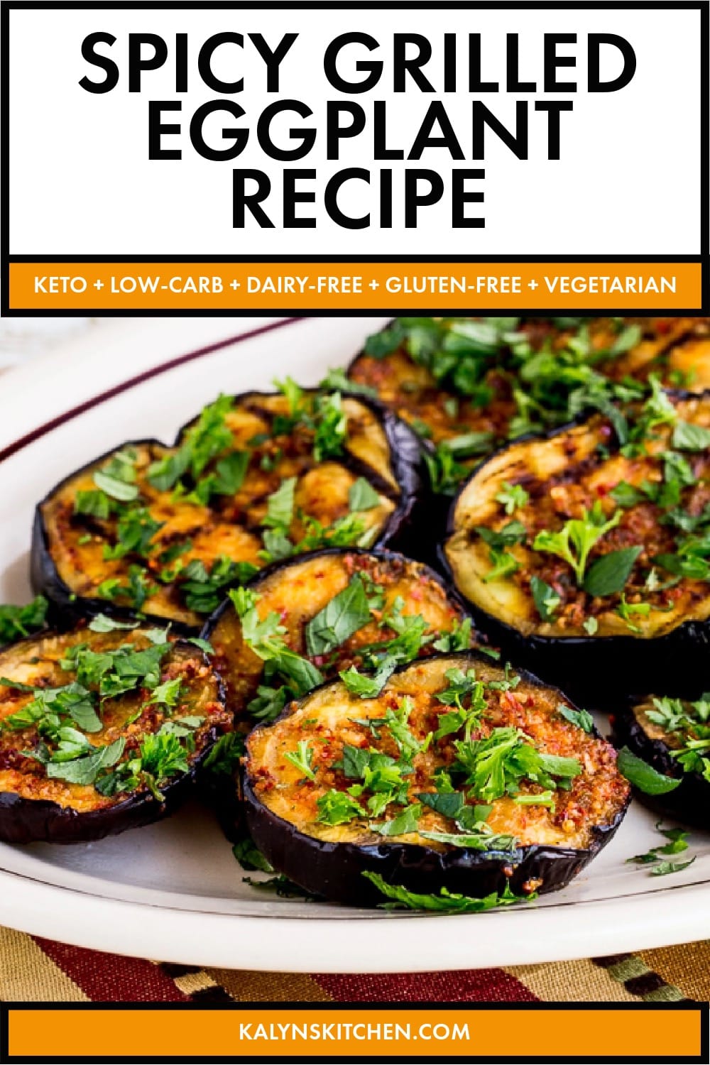 Pinterest image of Spicy Grilled Eggplant Recipe