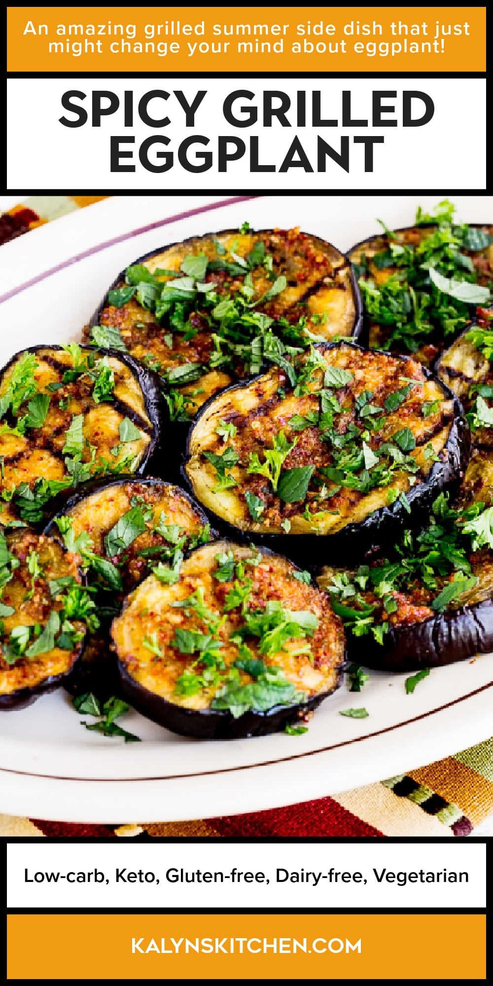 Pinterest image of Spicy Grilled Eggplant
