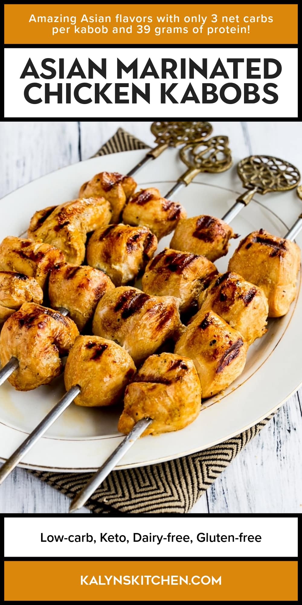 Pinterest image of ASIAN MARINATED CHICKEN KABOBS
