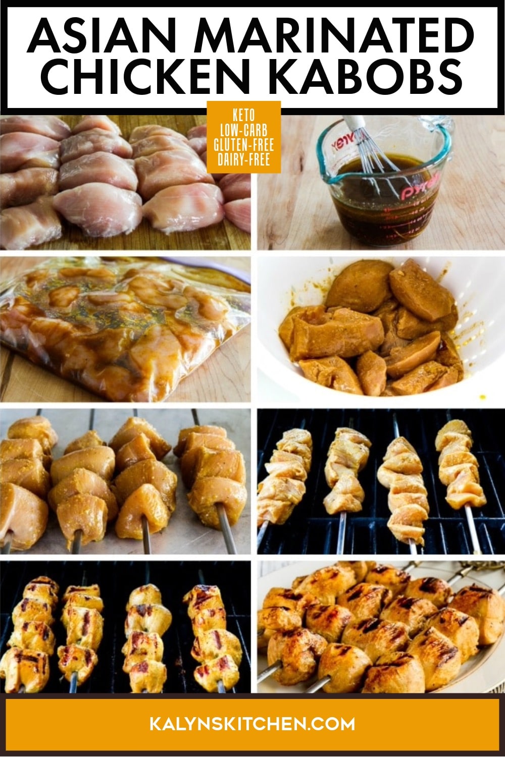 Pinterest image of Asian Marinated Chicken Kabobs