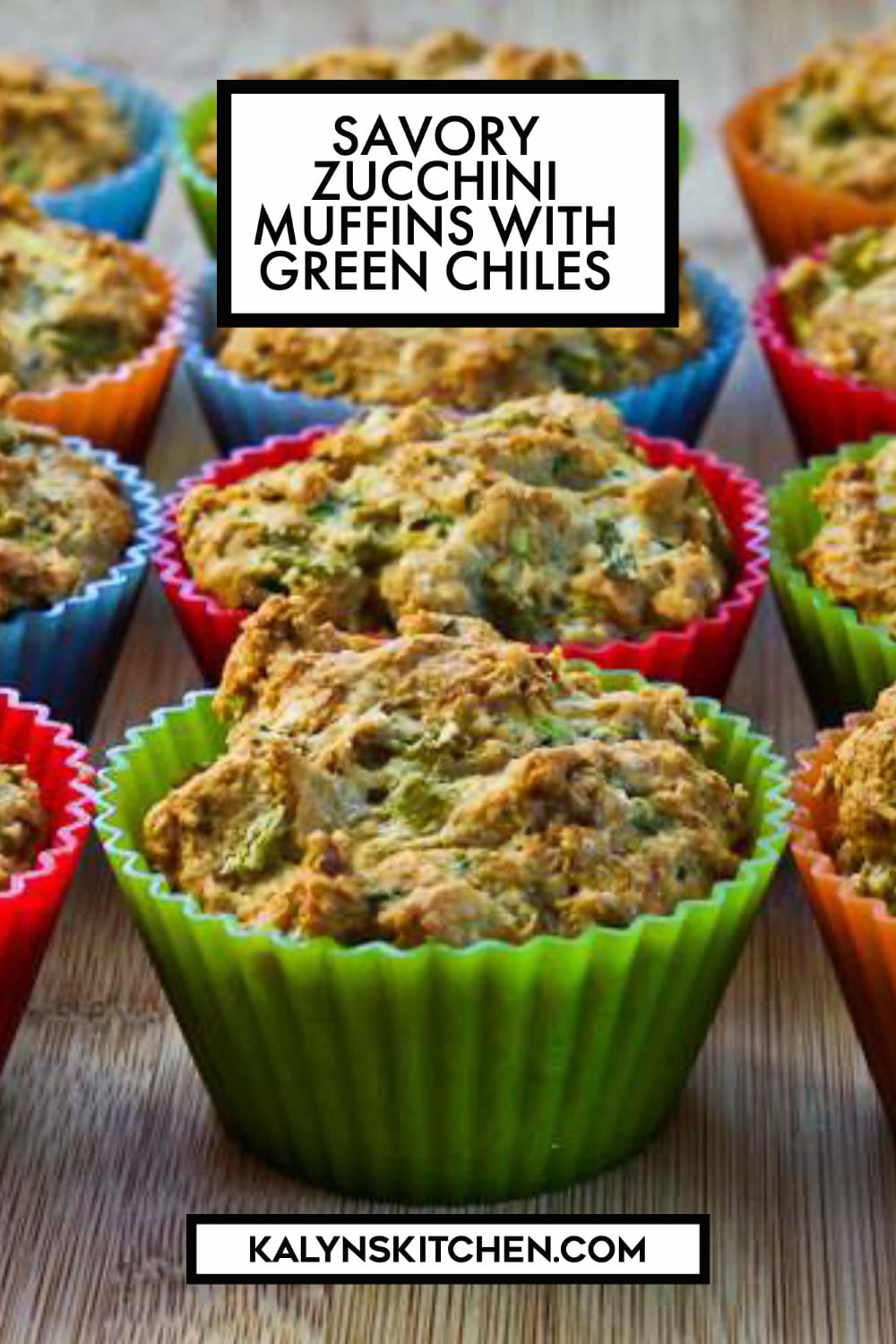 Pinterest image of Savory Zucchini Muffins with Green Chiles