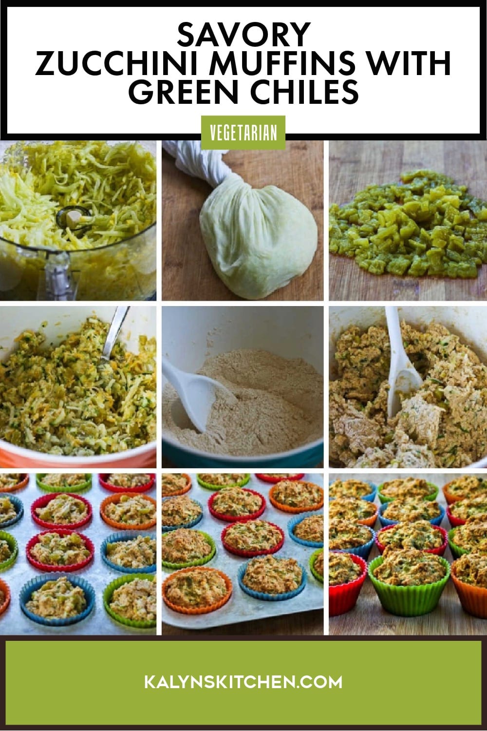 Pinterest image of Savory Zucchini Muffins with Green Chiles