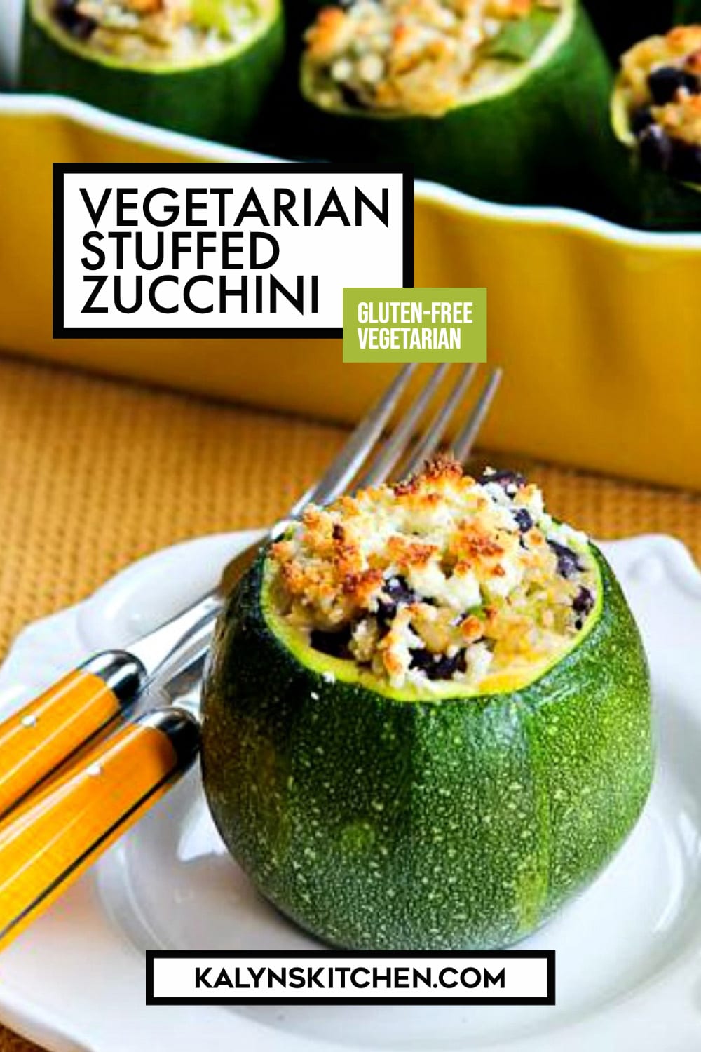 Pinterest image of Vegetarian Stuffed Zucchini