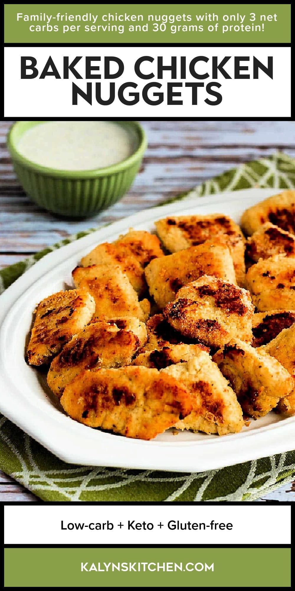 Pinterest image of Baked Chicken Nuggets