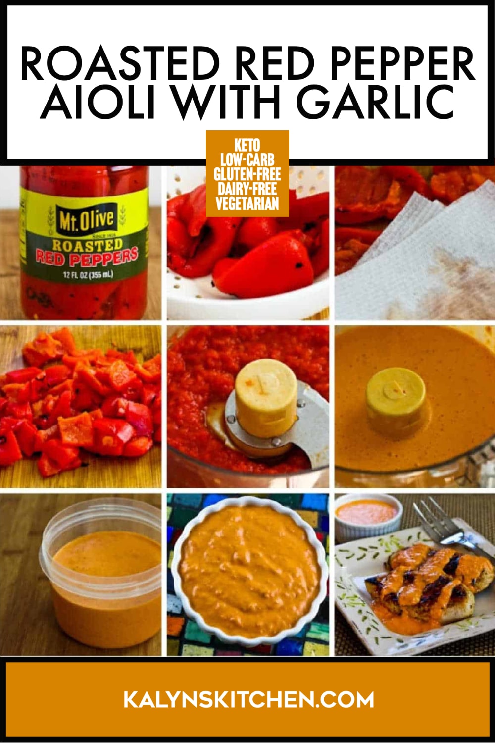 Pinterest image of Roasted Red Pepper Aioli with Garlic