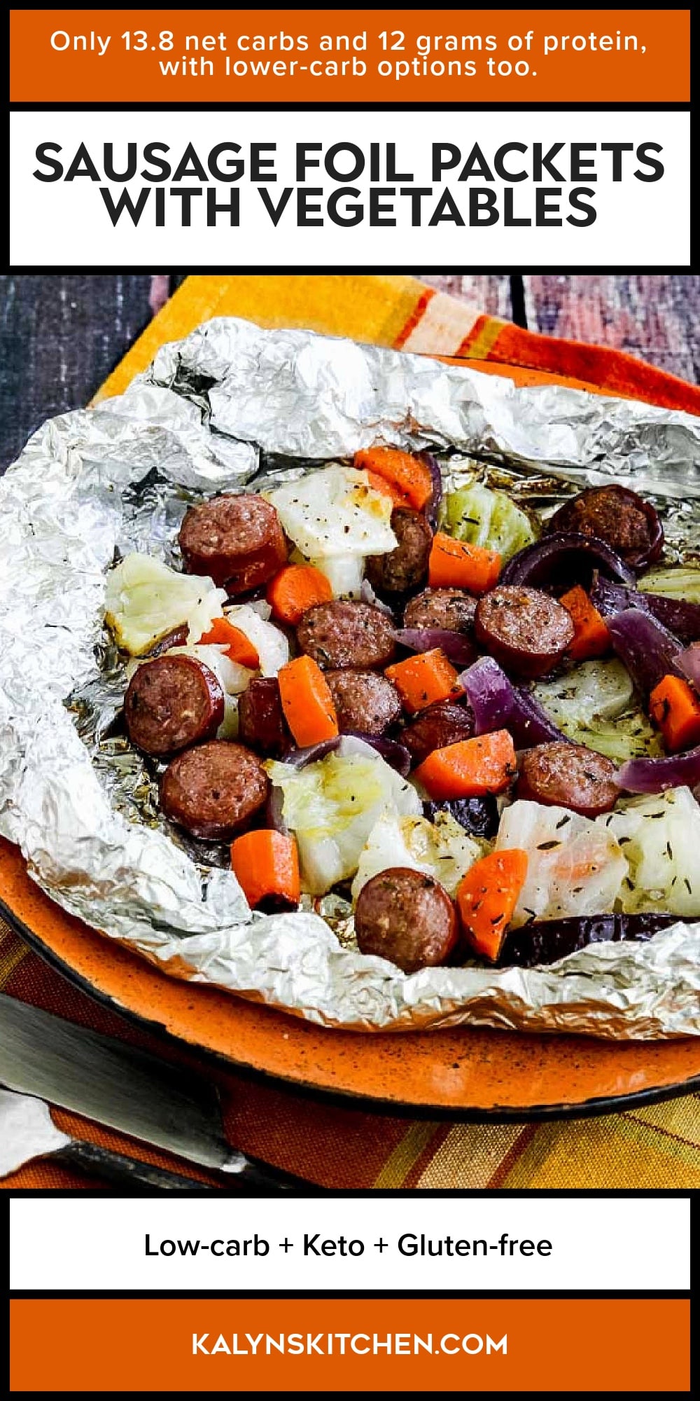 Pinterest image of Sausage Foil Packets with Vegetables