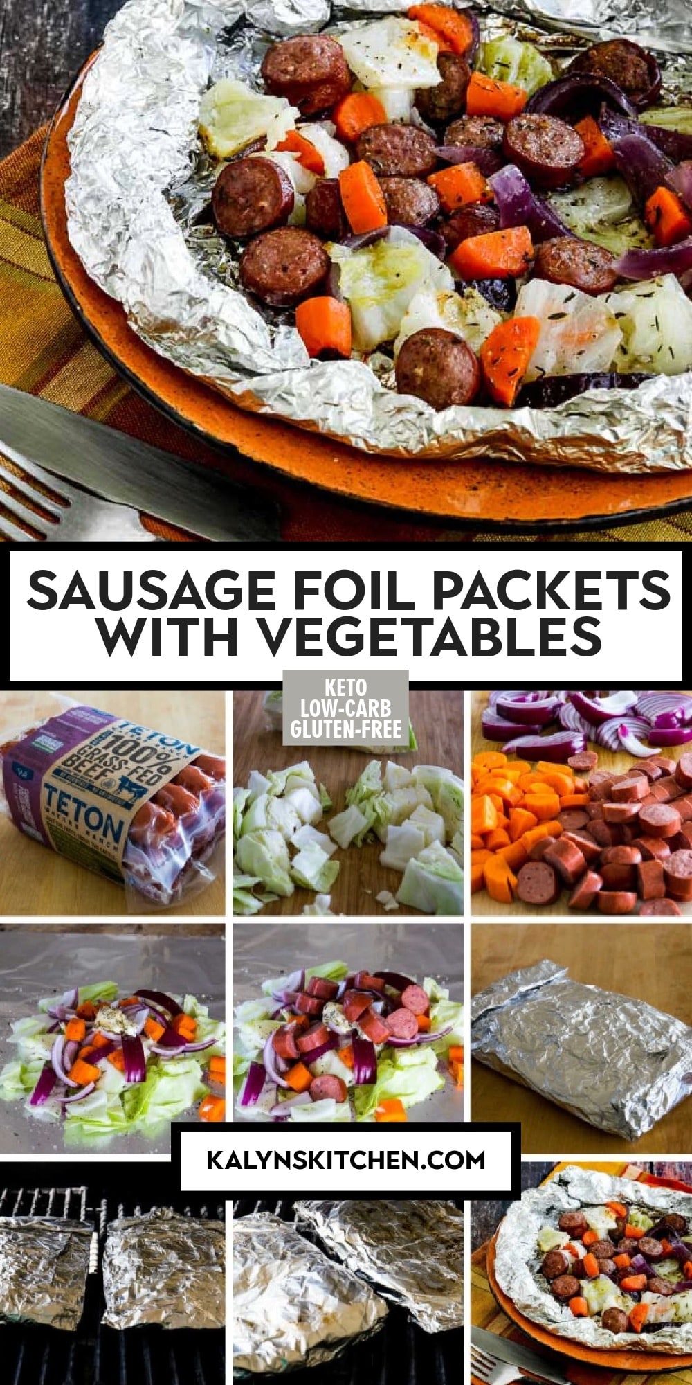 Pinterest image of Sausage Foil Packets with Vegetables