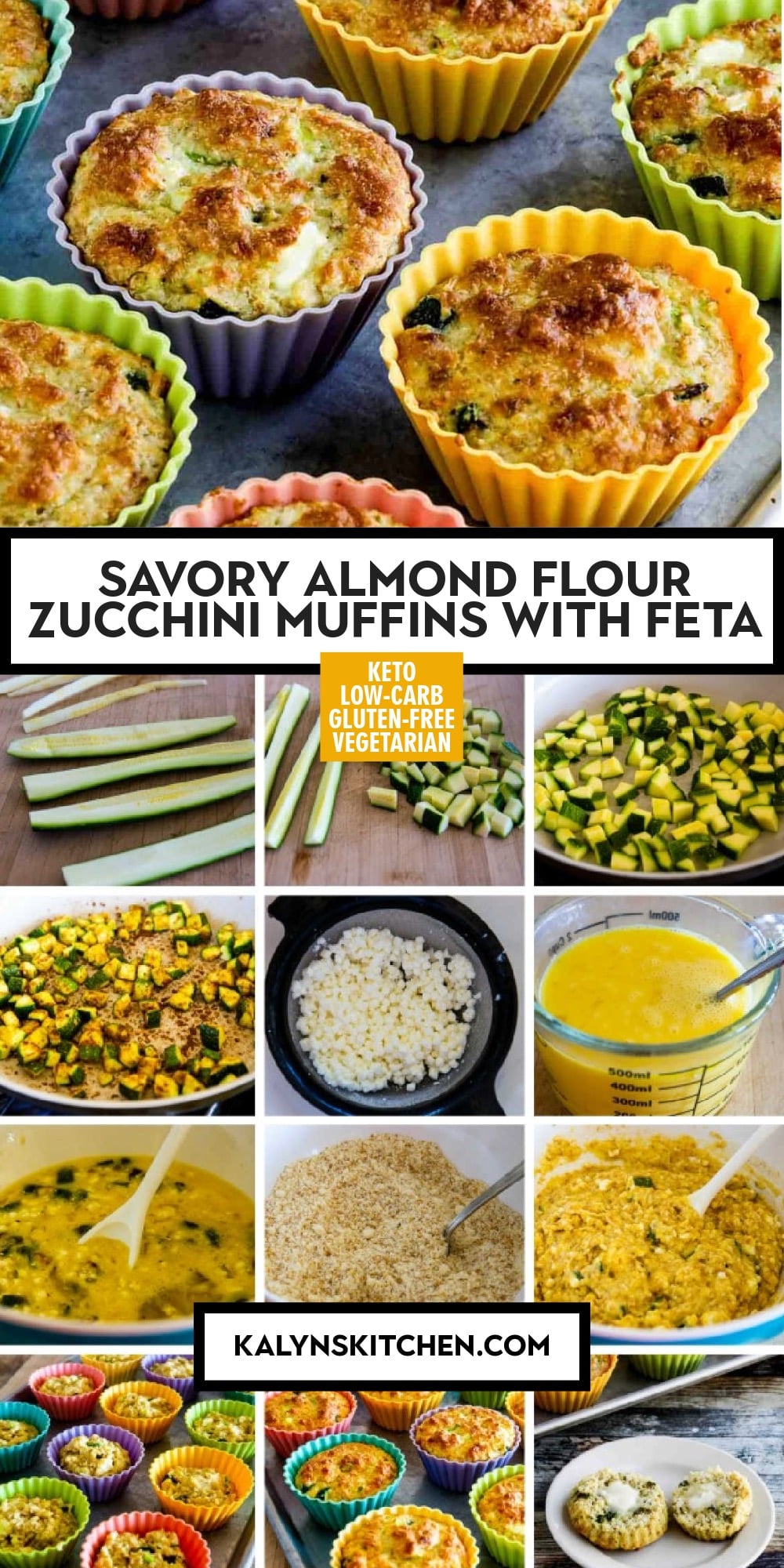 Pinterest image of Savory Almond Flour Zucchini Muffins with Feta