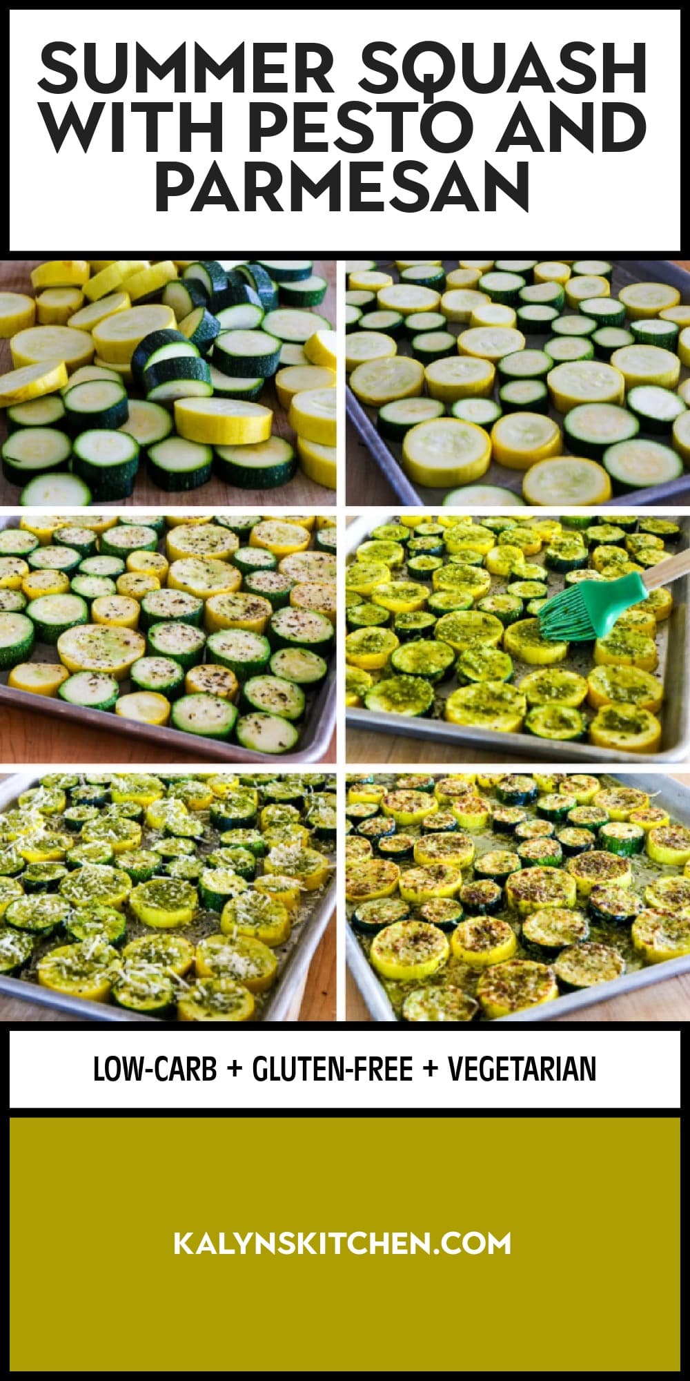 Pinterest image of Summer Squash with Pesto and Parmesan