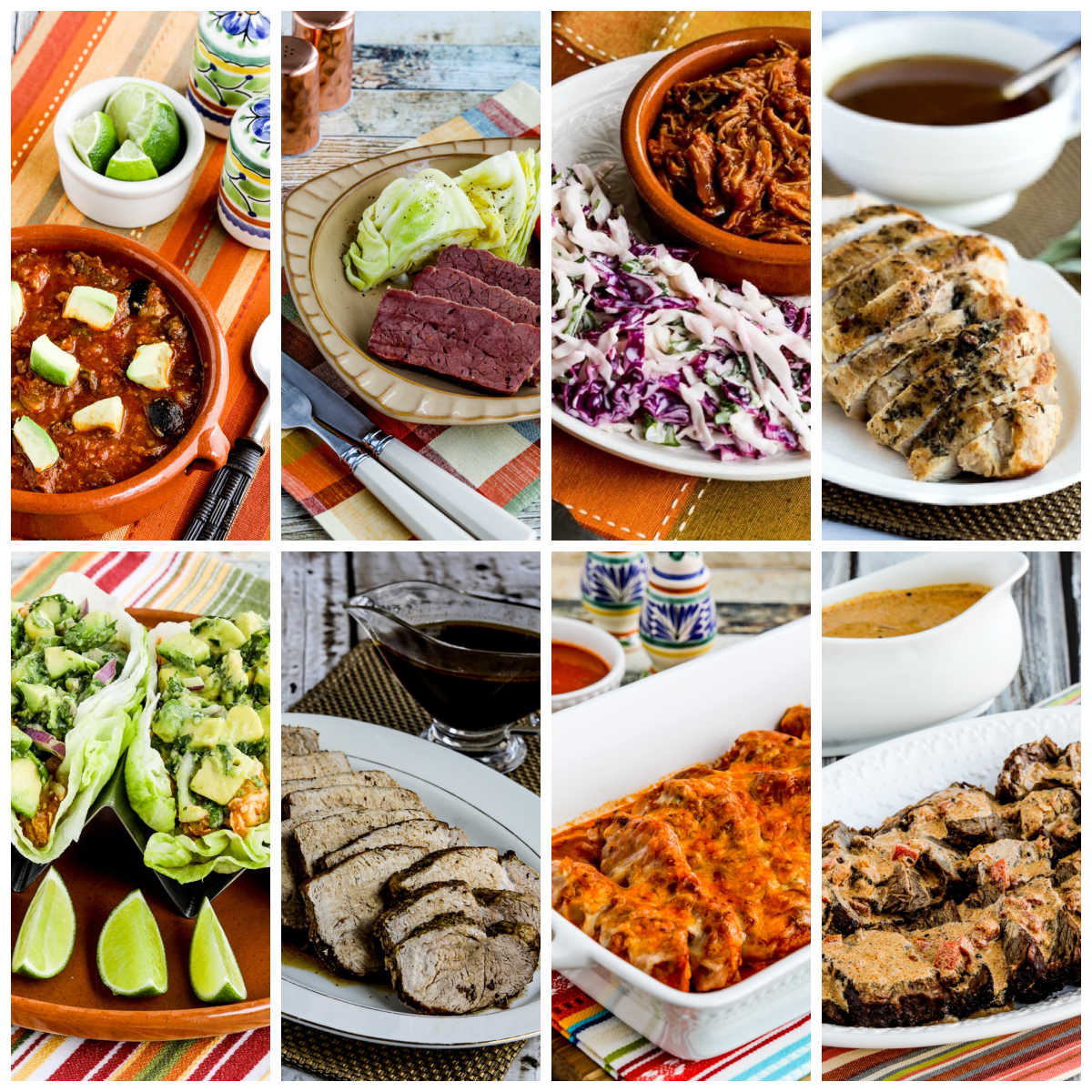 Keto Crock Pot Recipes collage showing featured recipes.