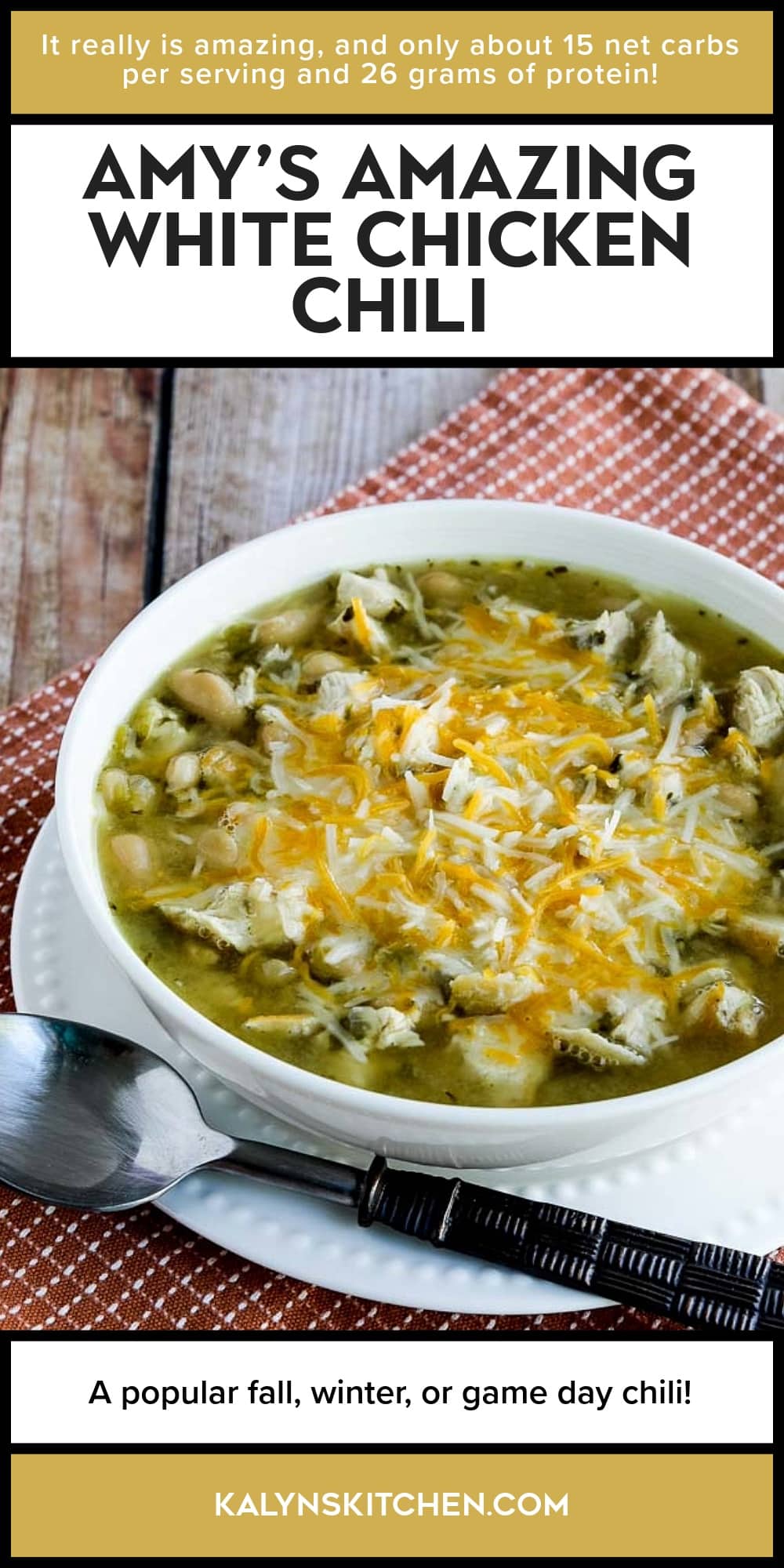 Pinterest image of Amy's Amazing White Chicken Chili