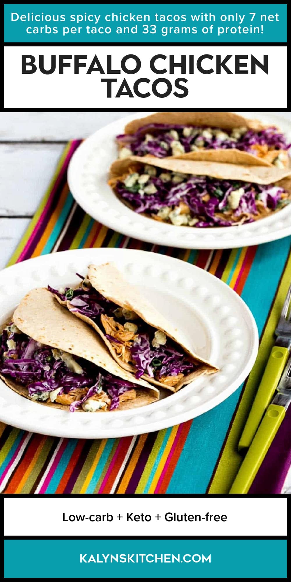 Pinterest image of Buffalo Chicken Tacos