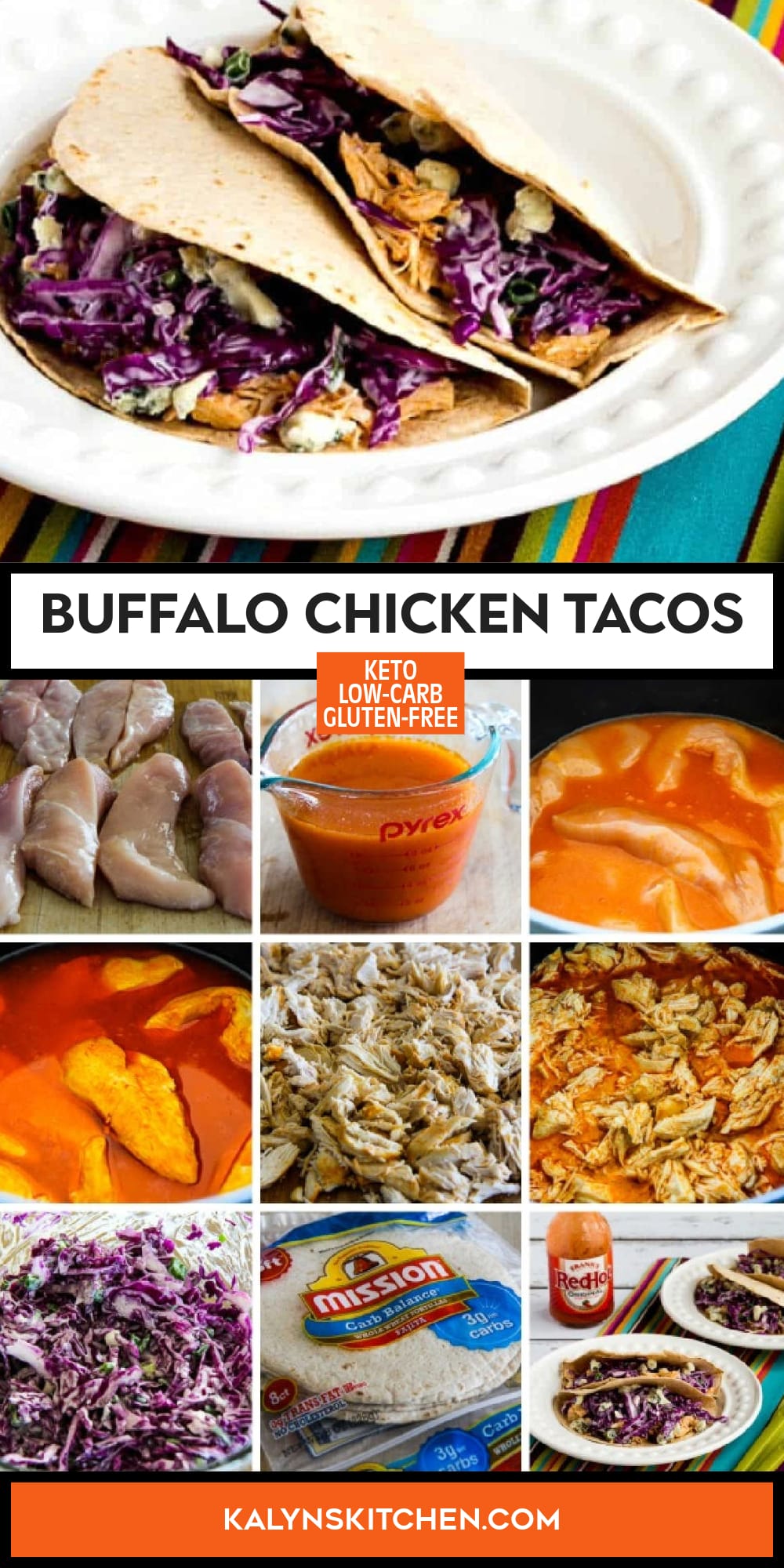 Pinterest image of Buffalo Chicken Tacos