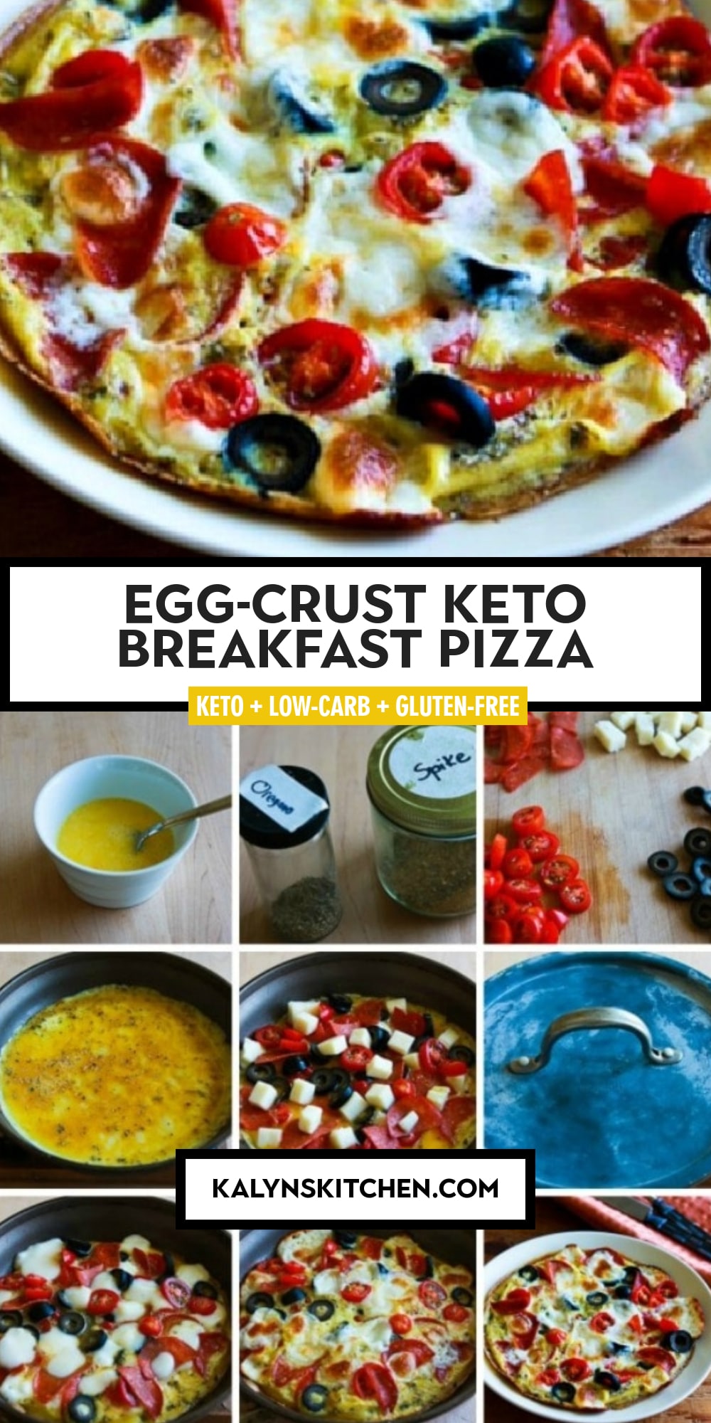 Pinterest image of Egg-Crust Keto Breakfast Pizza