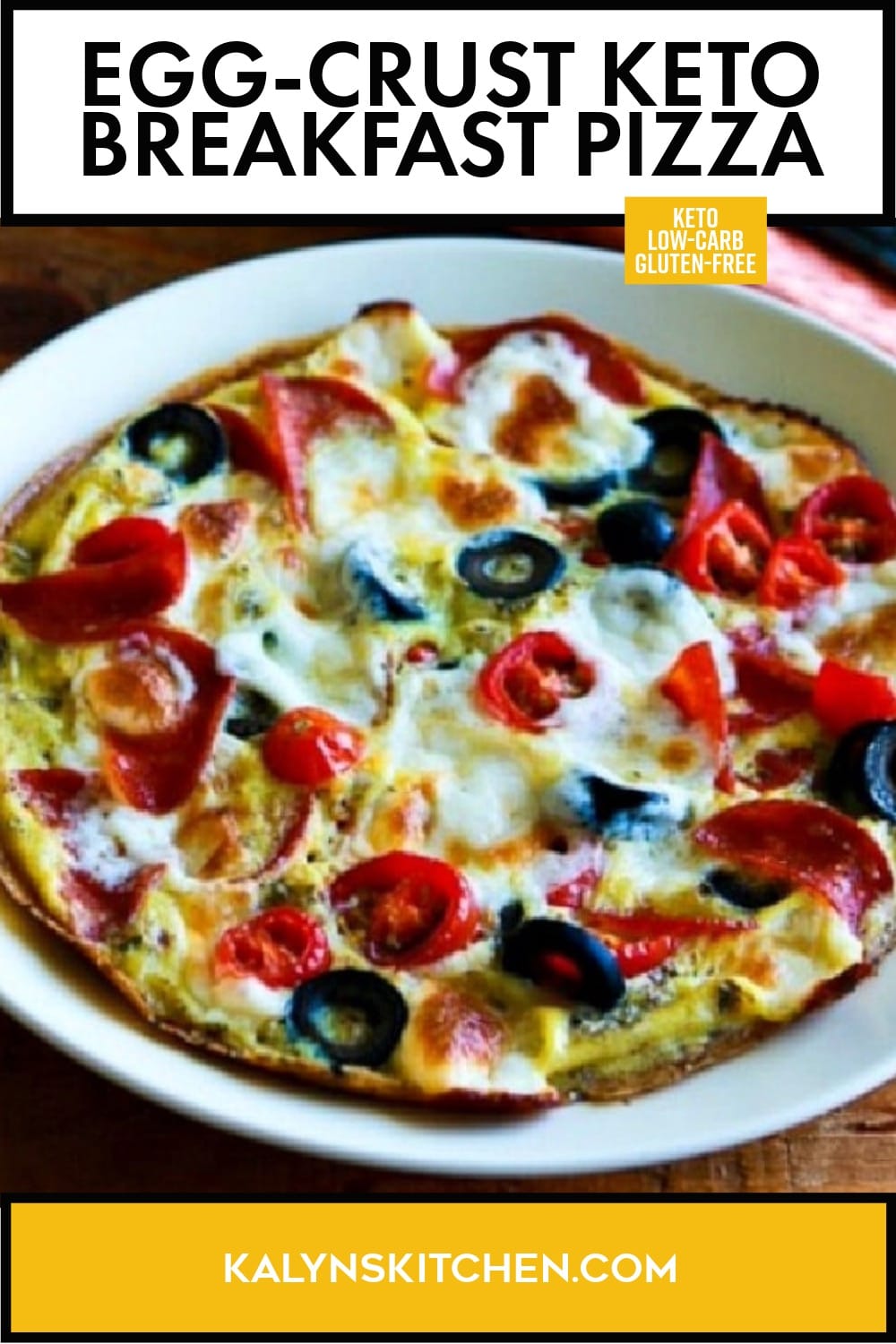 Pinterest image of Egg-Crust Keto Breakfast Pizza
