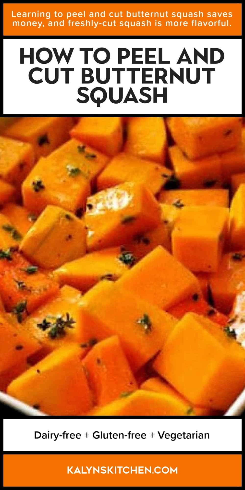 Pinterest image of How to Peel and Cut Butternut Squash
