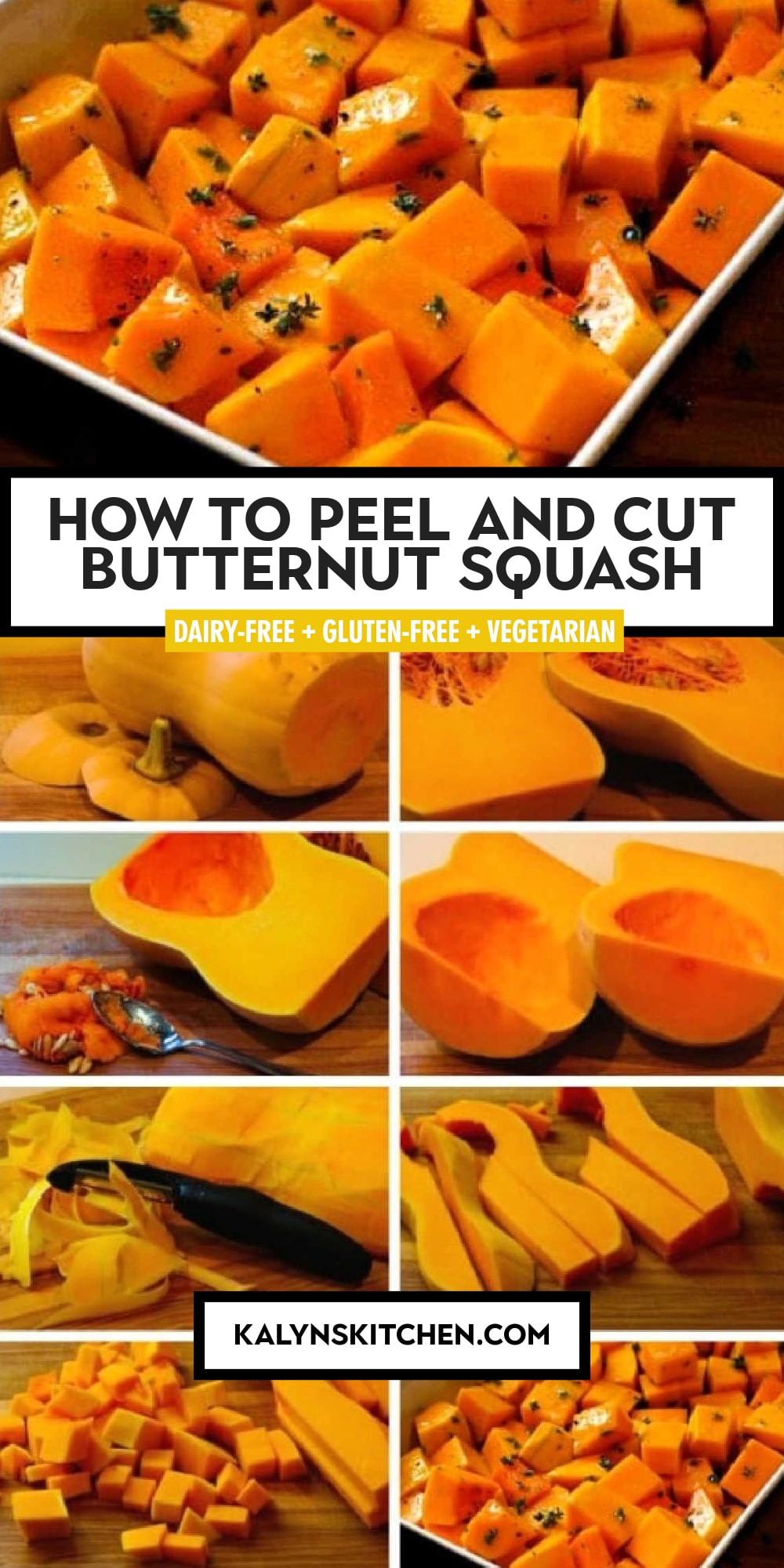 Pinterest image of How to Peel and Cut Butternut Squash