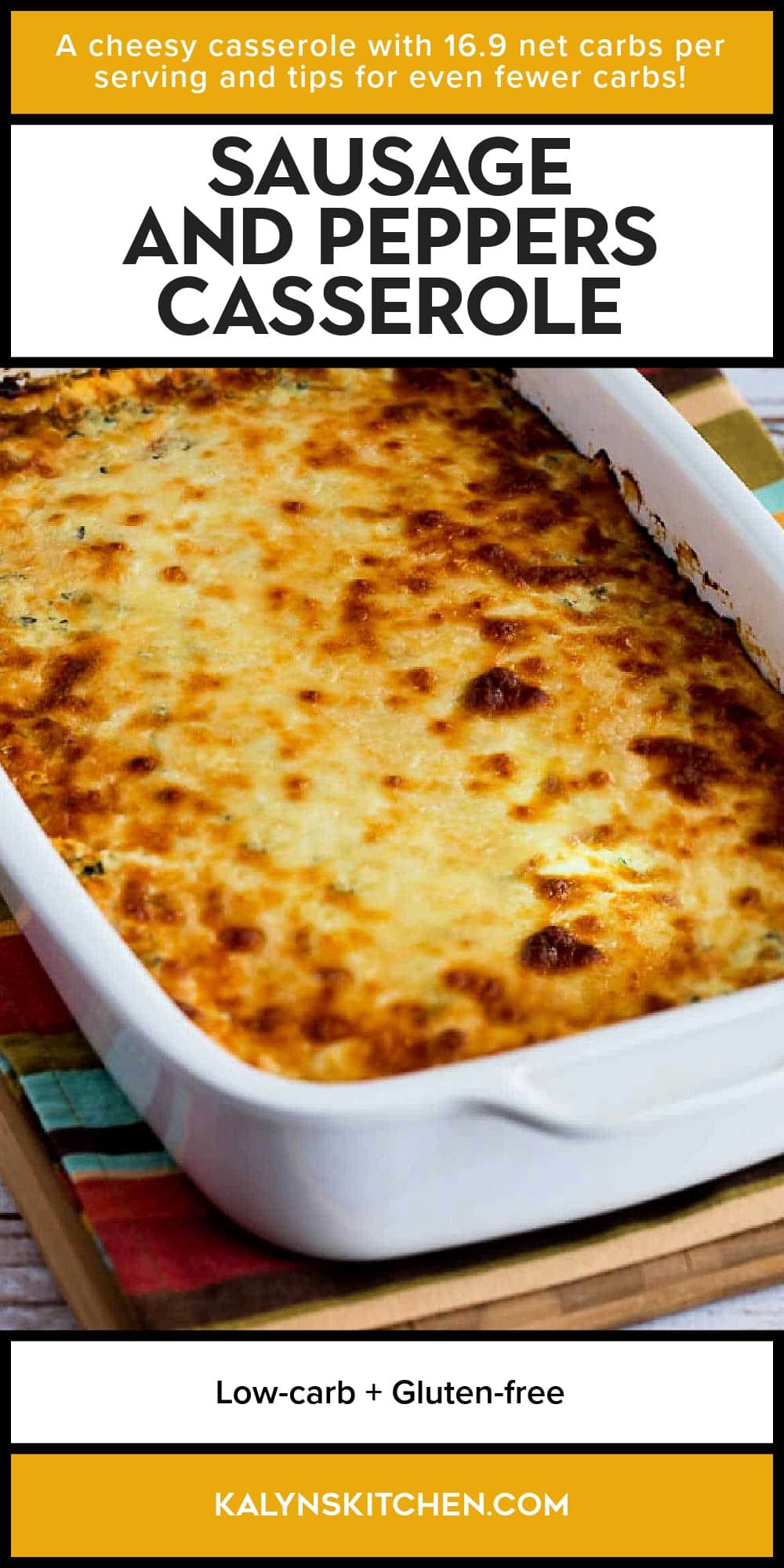 Pinterest image of Sausage and Peppers Casserole