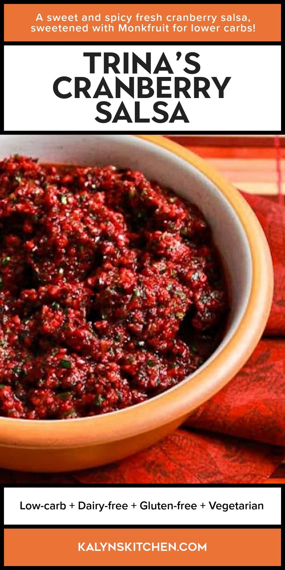 Pinterest image of Trina's Cranberry Salsa