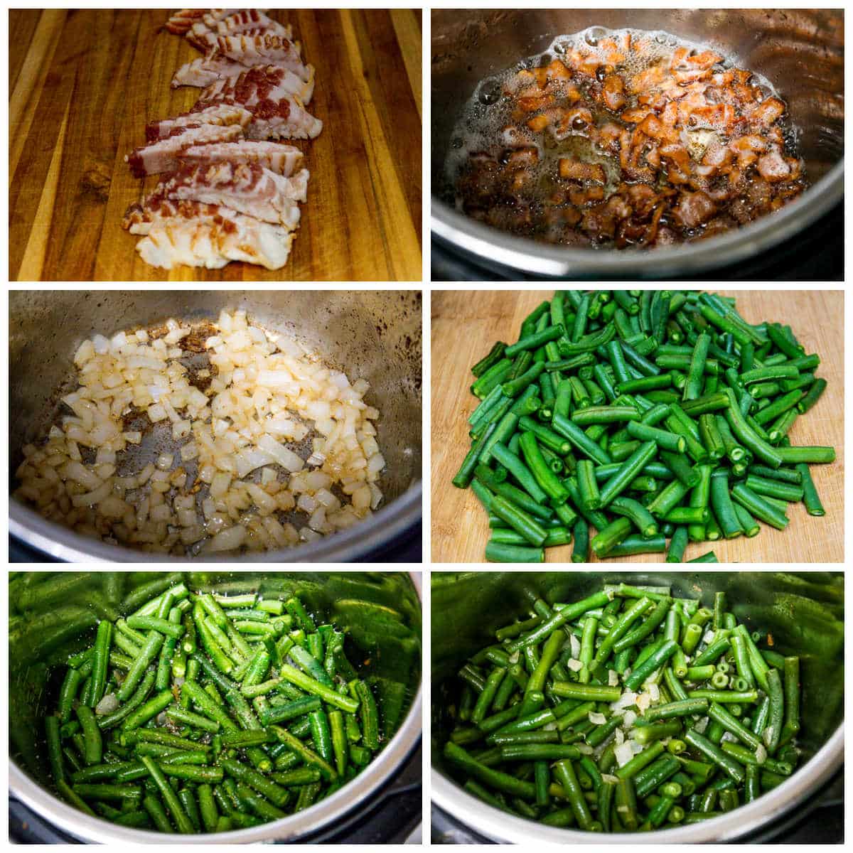 Collage of Instant Pot Recipes for Kidney Beans with Bacon and Gorgonzola