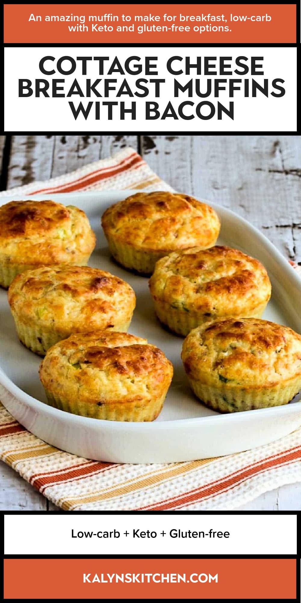 Pinterest image of Cottage Cheese Breakfast Muffins with Bacon