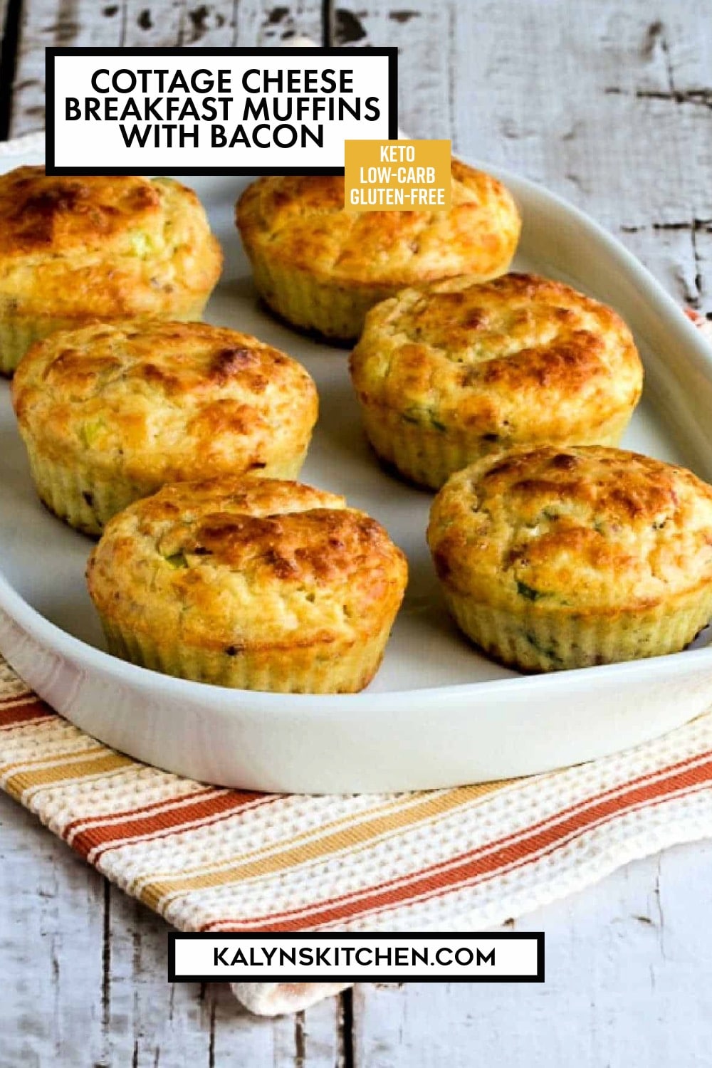 Pinterest image of Cottage Cheese Breakfast Muffins with Bacon