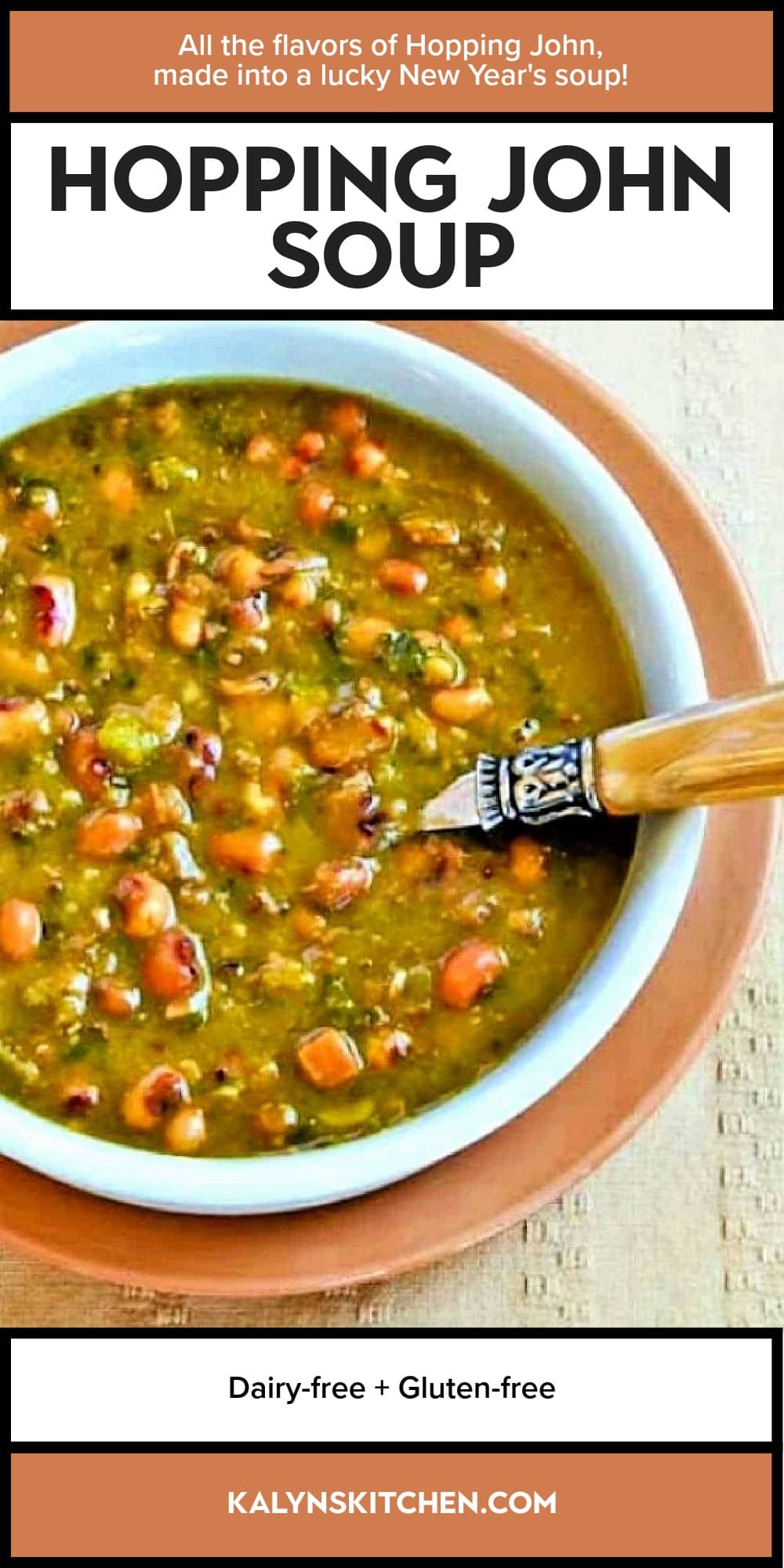 Pinterest image of Hopping John Soup