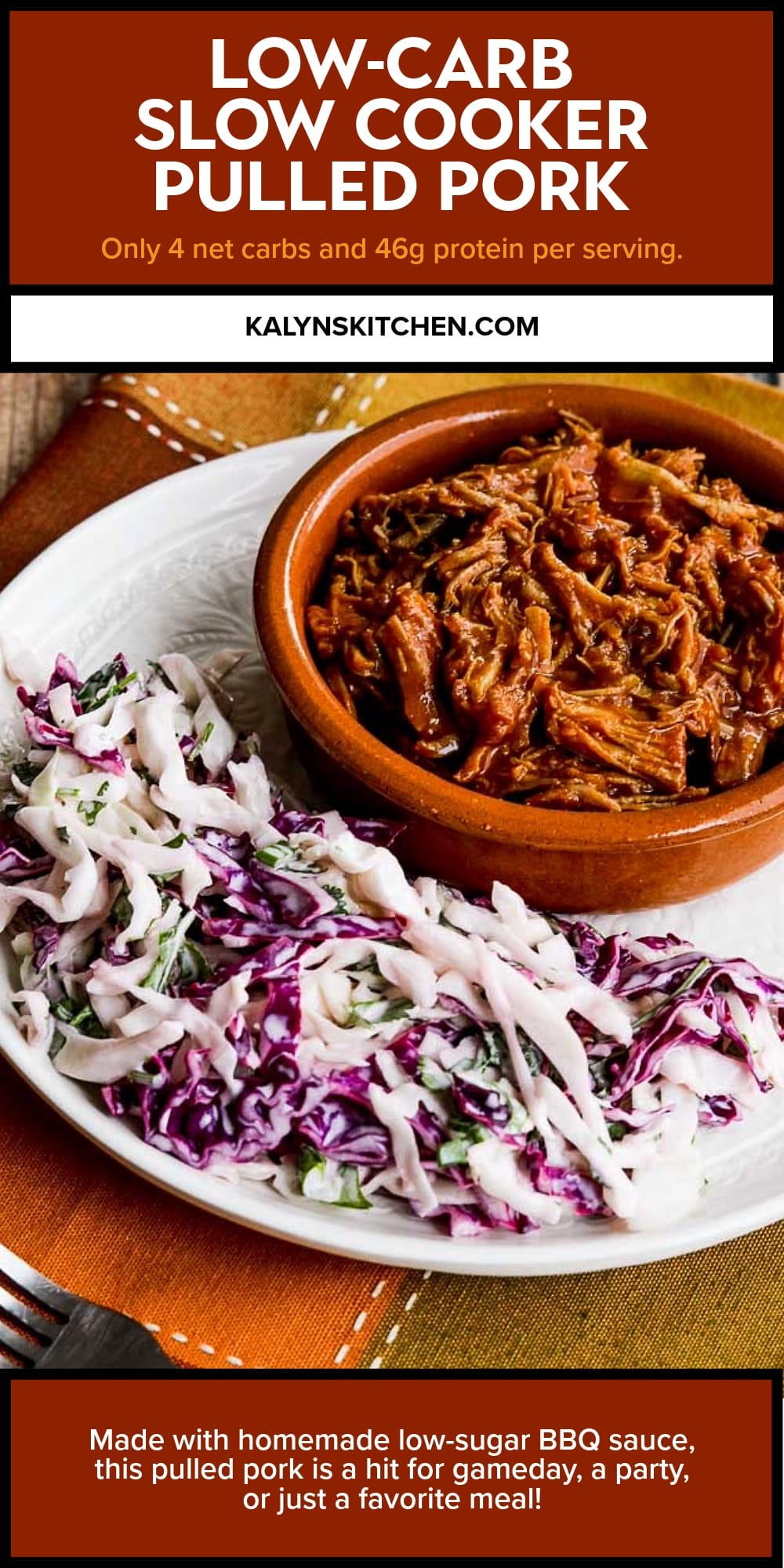 Pinterest image of Low-Carb Slow Cooker Pulled Pork
