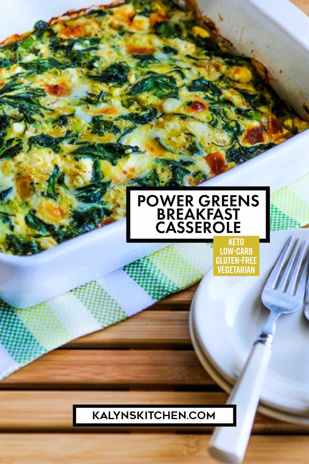 Pinterest image of Power Greens Breakfast Casserole