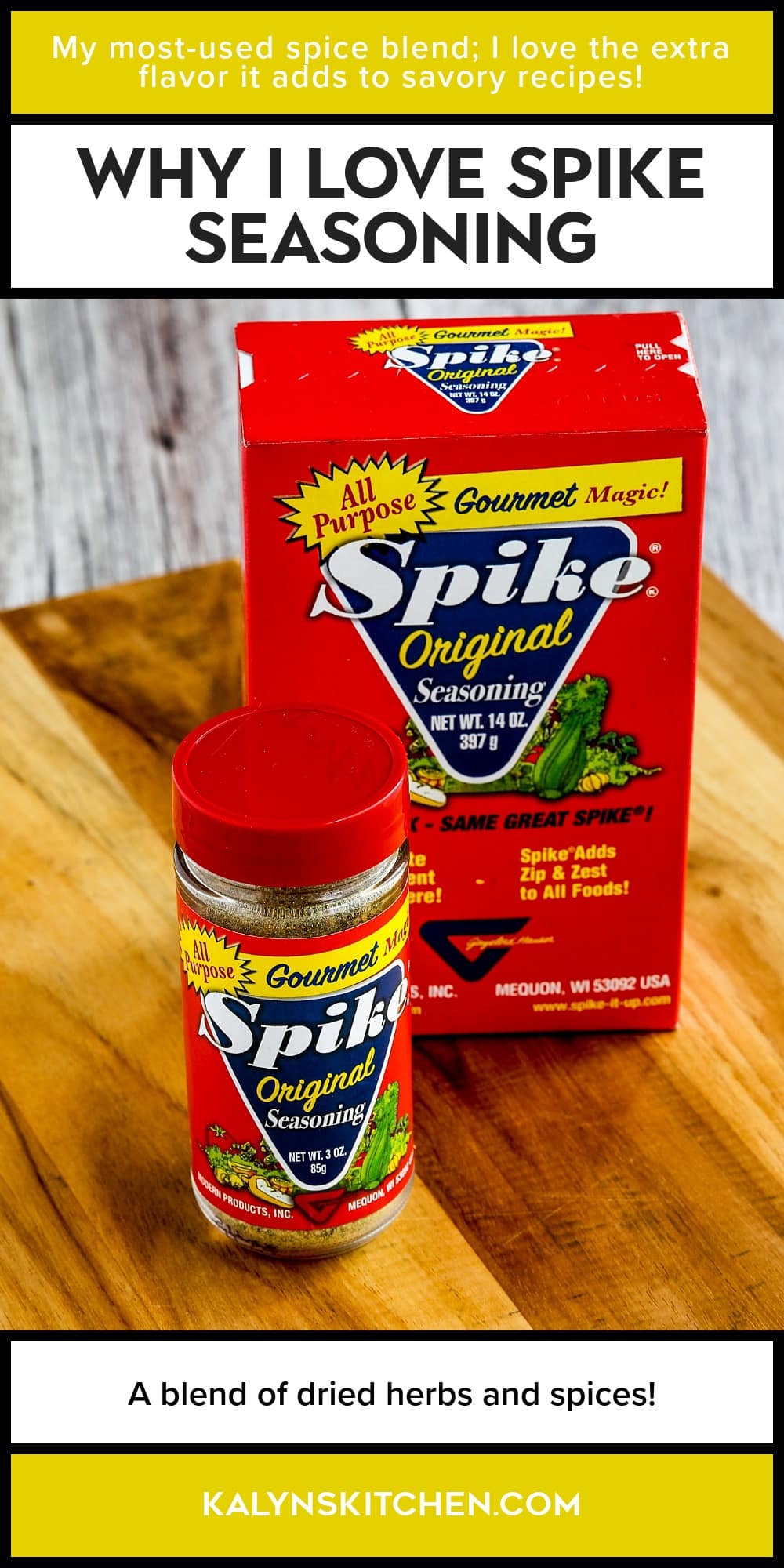 Pinterest image of Why I Love Spike Seasoning