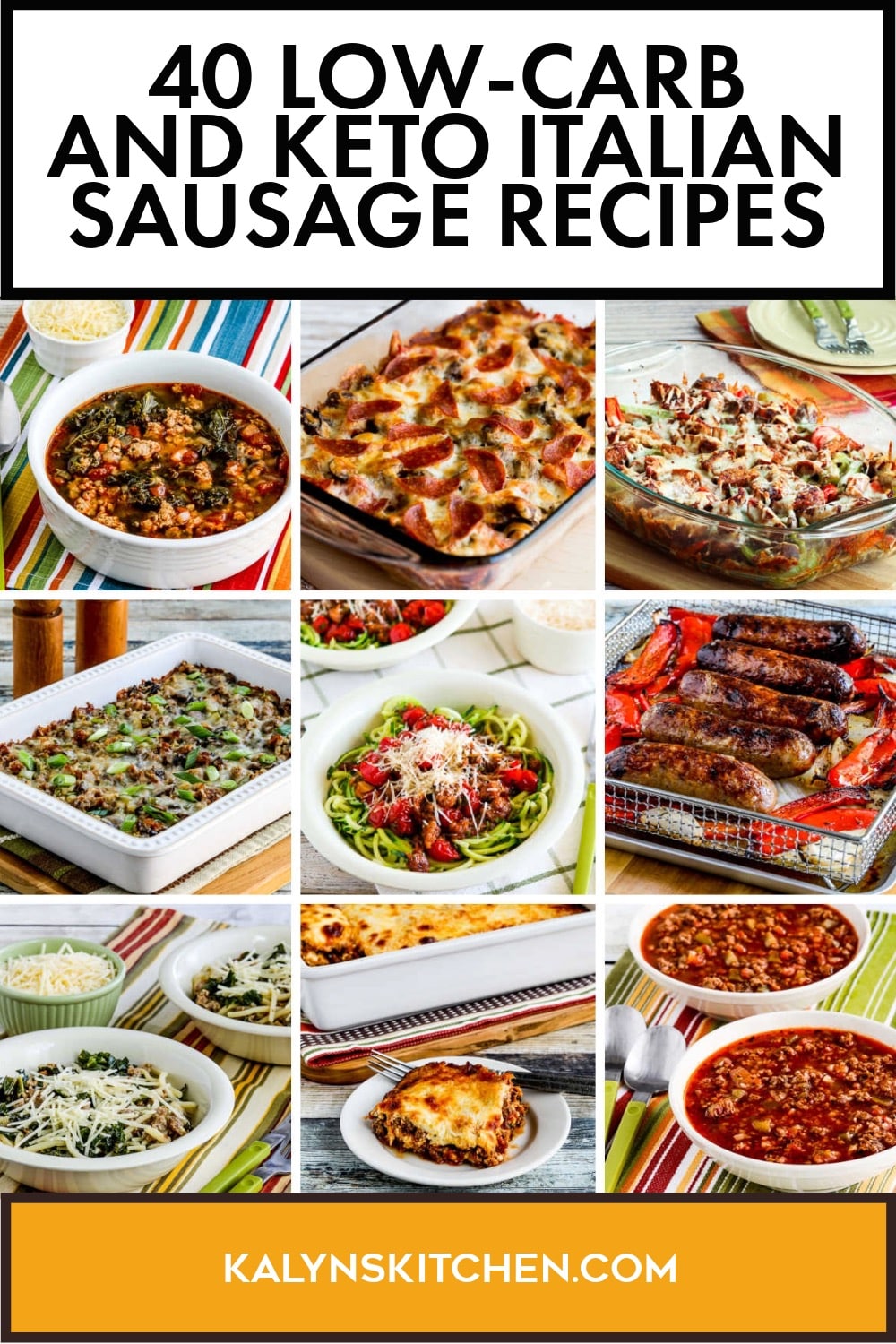 Pinterest image of 40 Low-Carb and Keto Italian Sausage Recipes