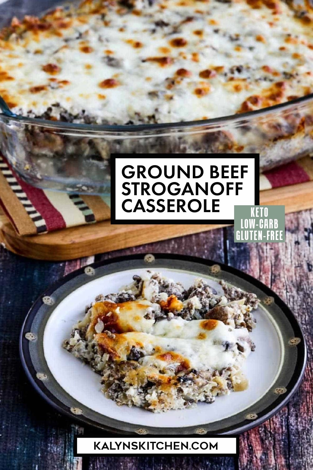 Pinterest image of Ground Beef Stroganoff Casserole