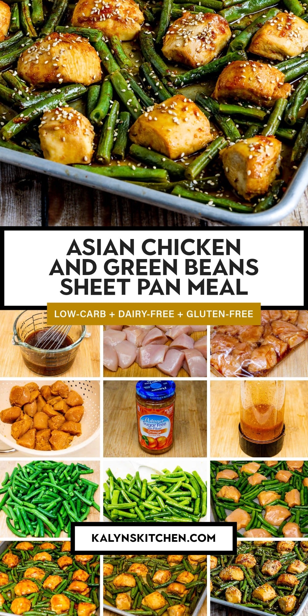 Pinterest image of Asian Chicken and Green Beans Sheet Pan Meal