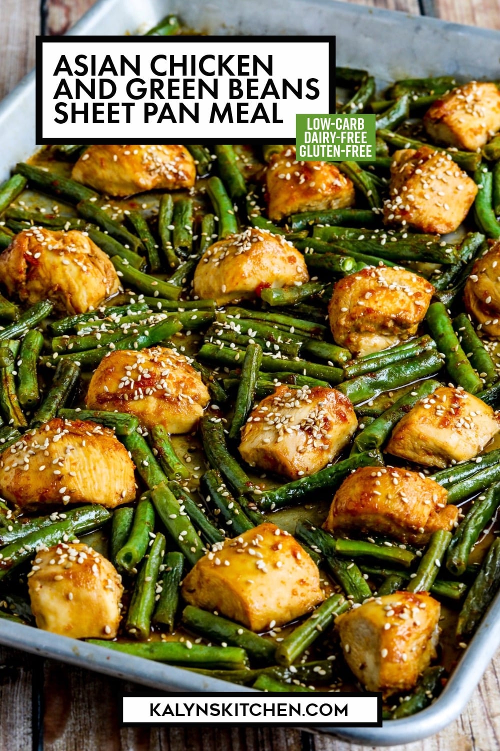 Pinterest image of Asian Chicken and Green Beans Sheet Pan Meal