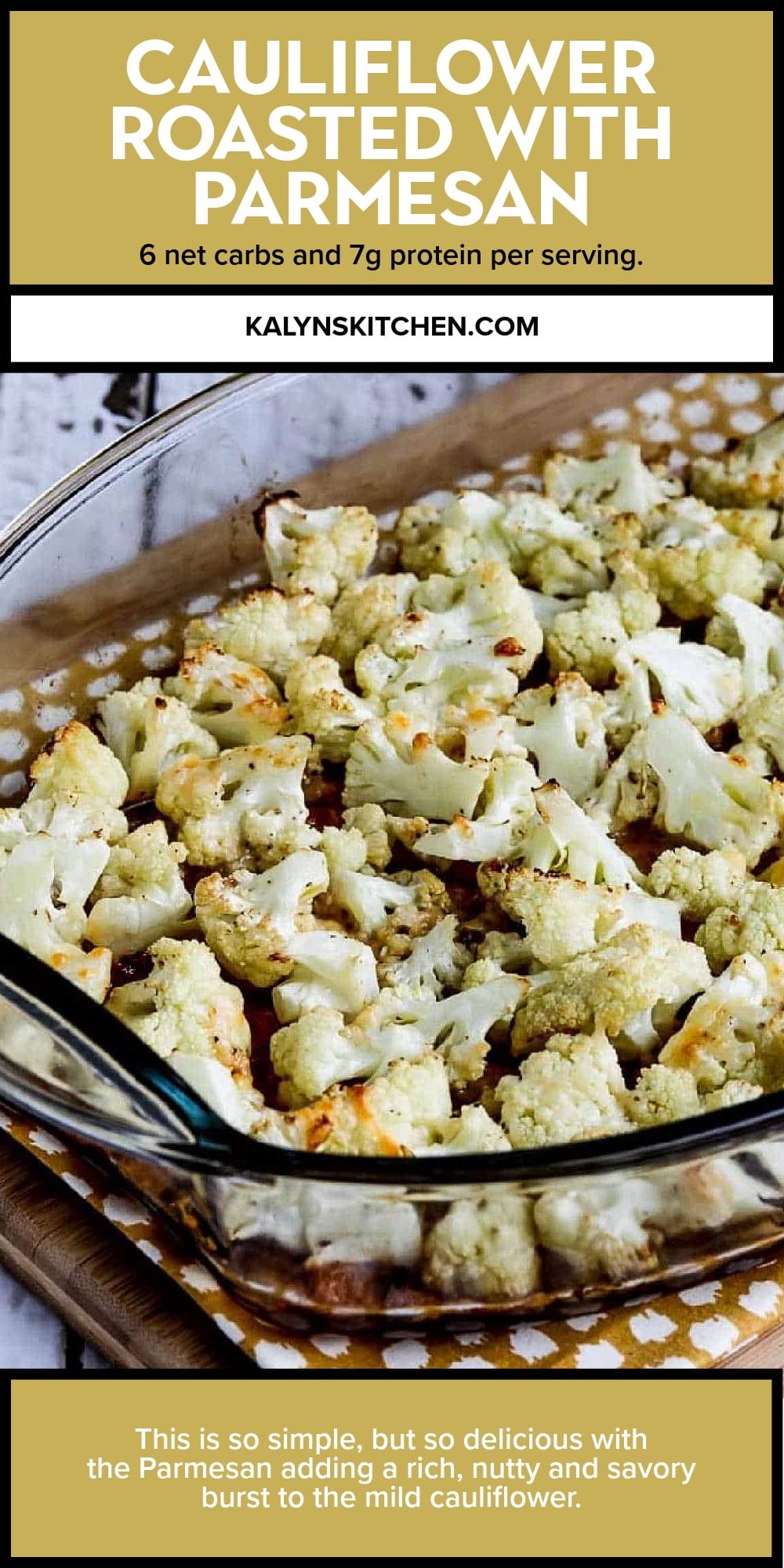 Pinterest image of Cauliflower Roasted with Parmesan