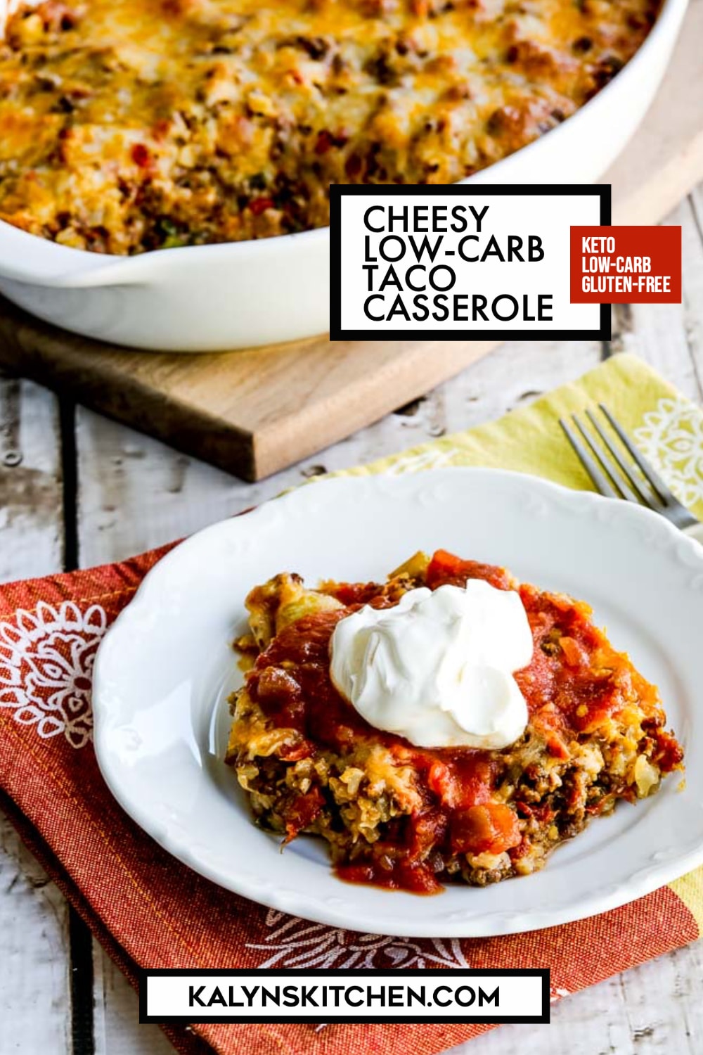 Pinterest image of Cheesy Low-Carb Taco Casserole