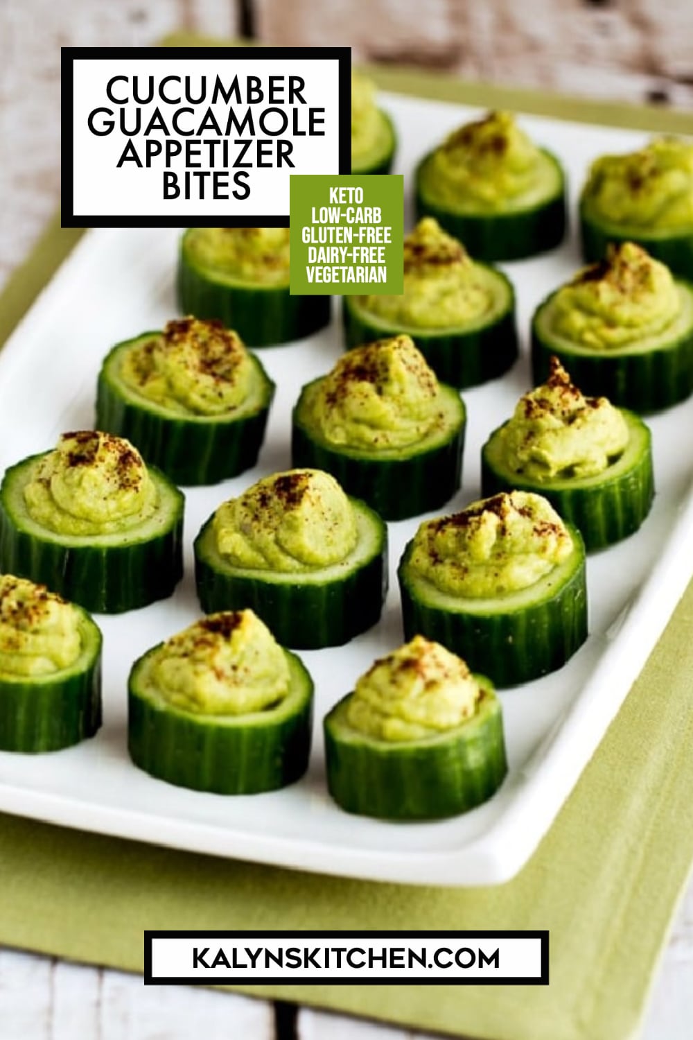 Pinterest image of Cucumber Guacamole Appetizer Bites